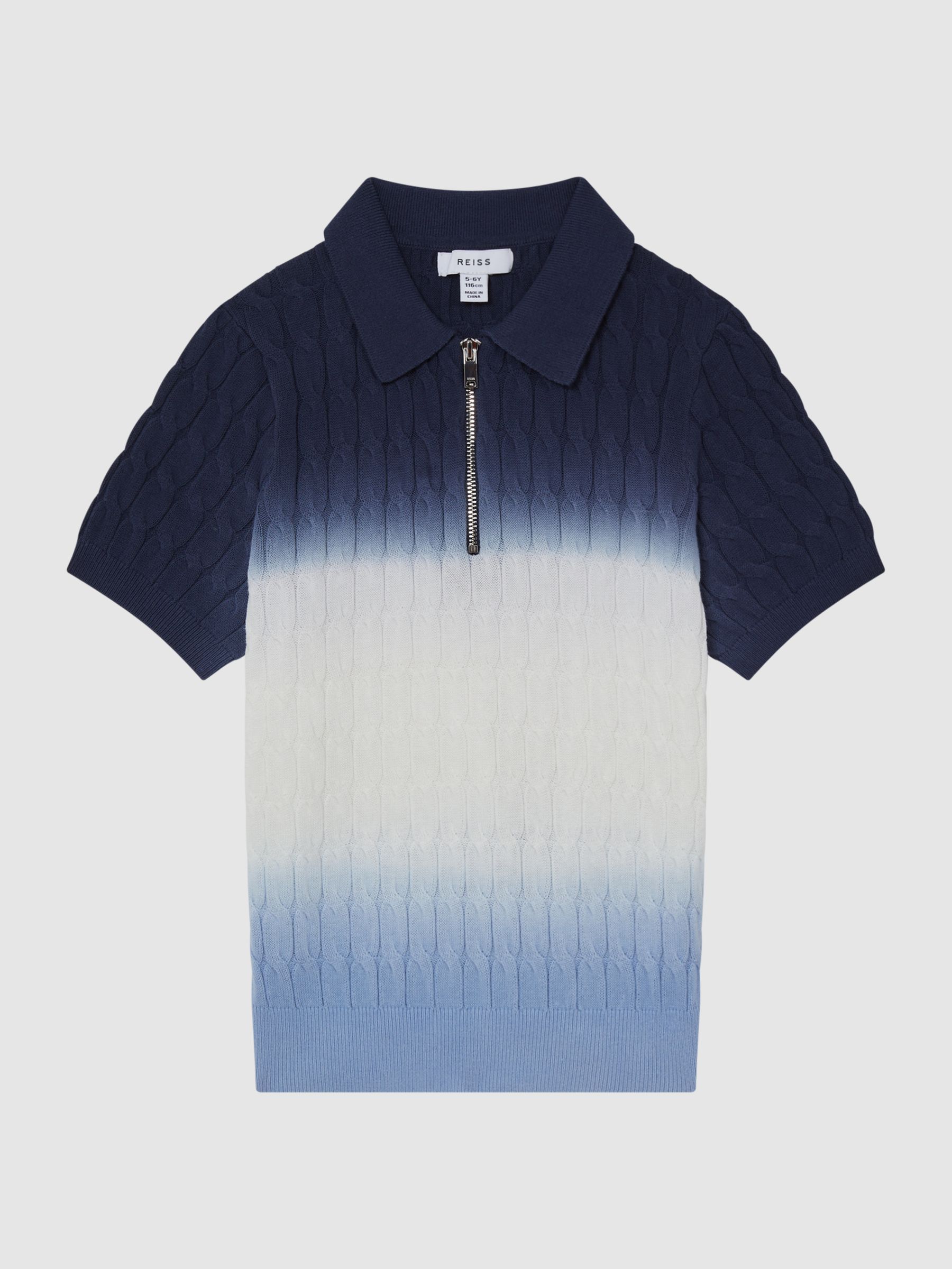 Ombre Half Zip Polo T-Shirt in Blue - Image 2 of 6 Ombre Half Zip Polo T-Shirt in Blue - Image 2 of 6