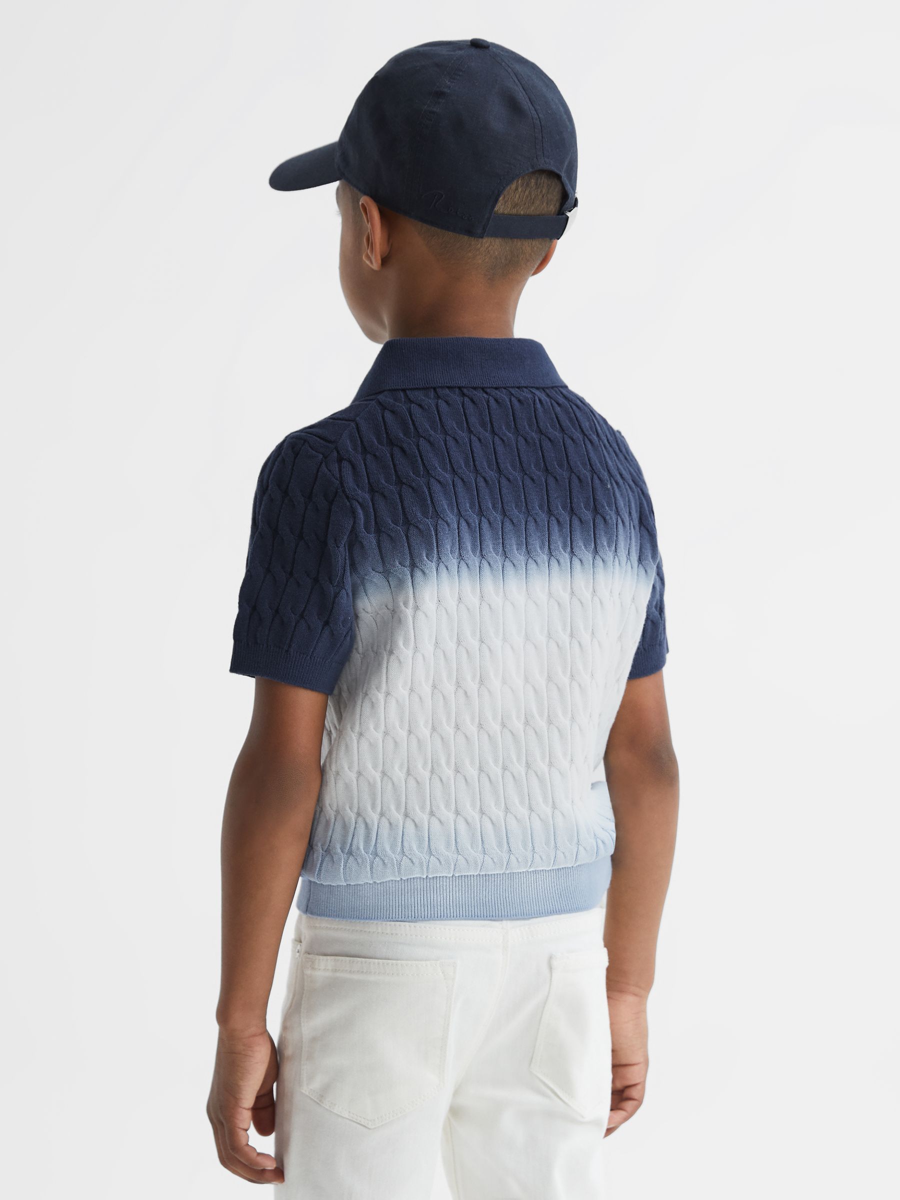 Ombre Half Zip Polo T-Shirt in Blue - Image 5 of 6