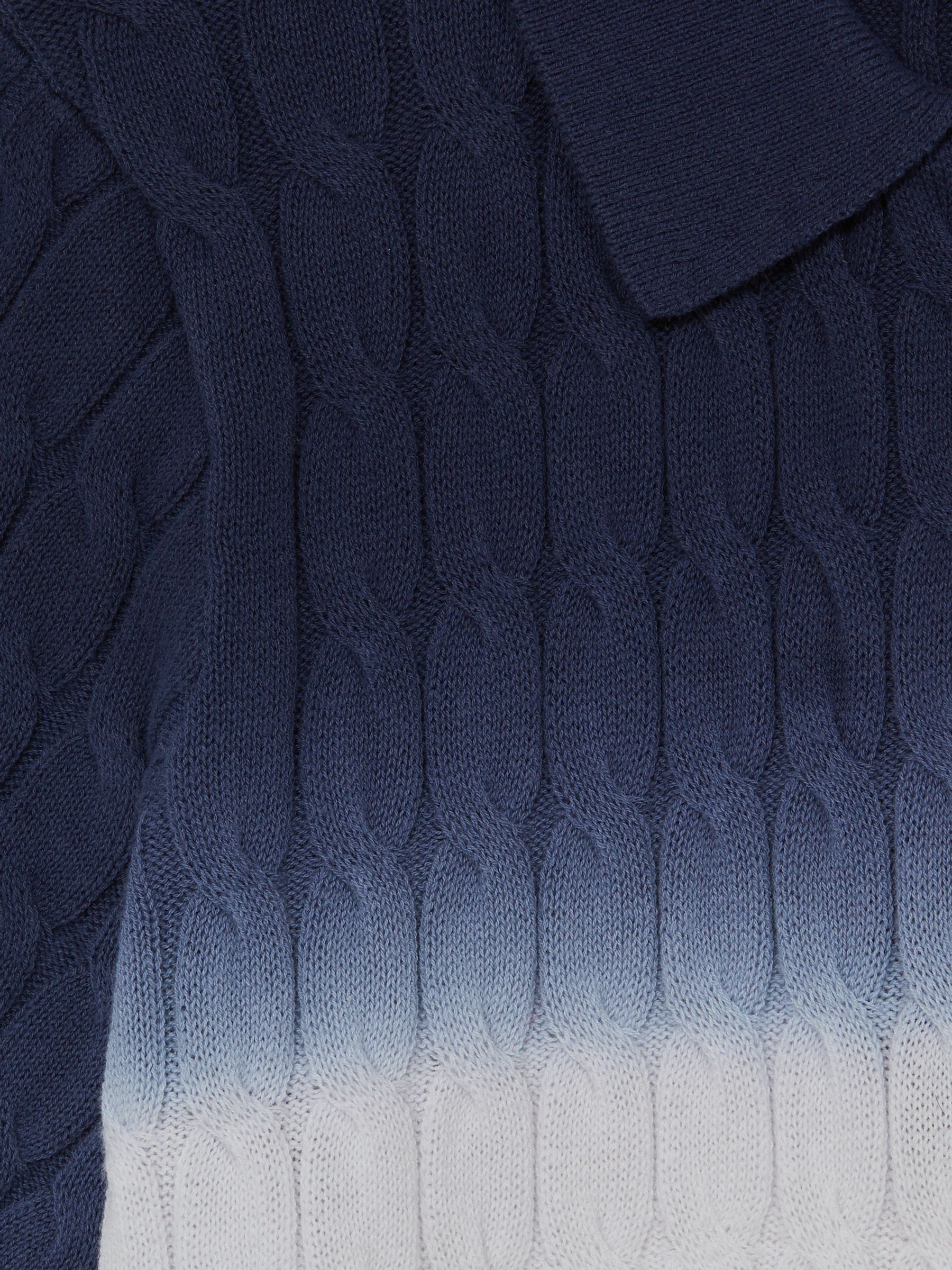 Ombre Half Zip Polo T-Shirt in Blue - Image 6 of 6