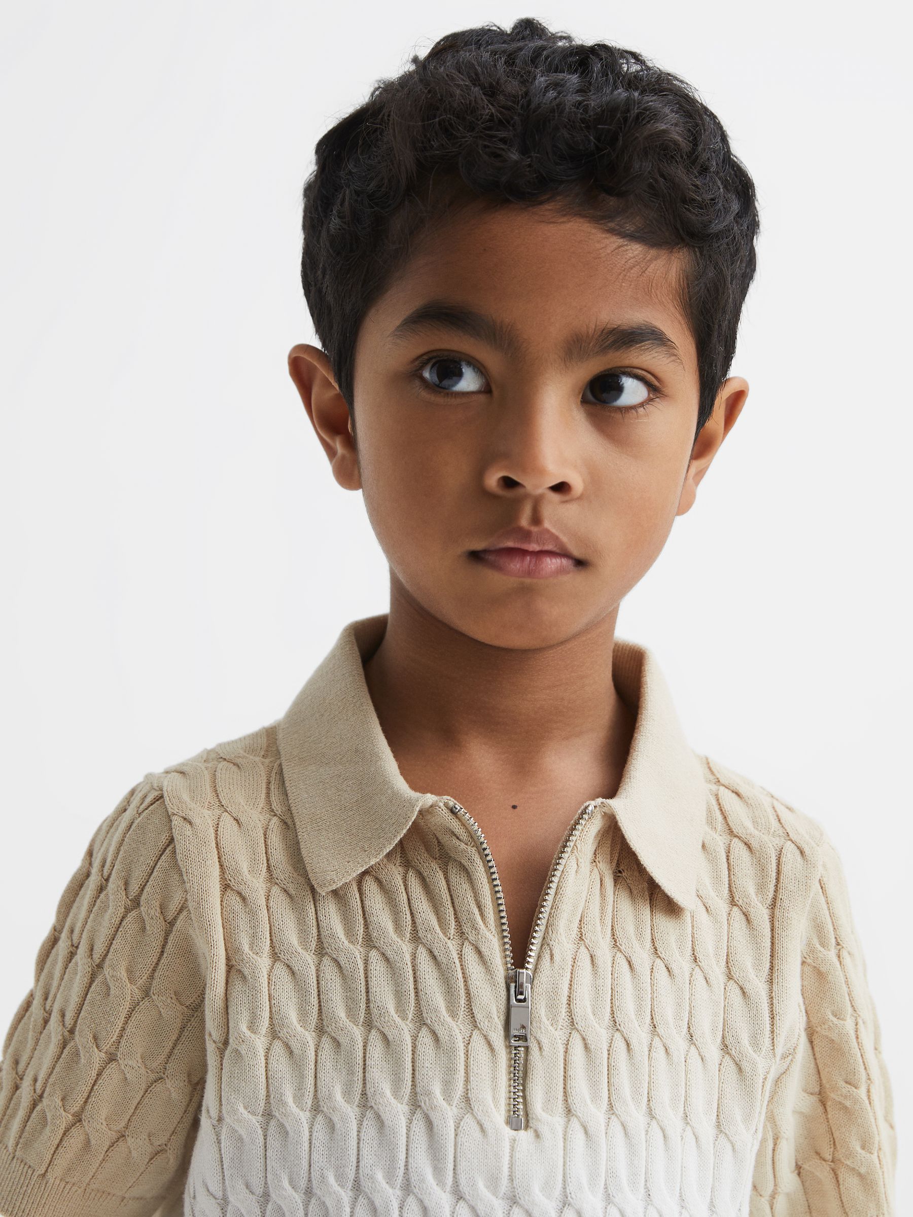 Junior Ombre Half Zip Polo T-Shirt in Sage - Image 4 of 6