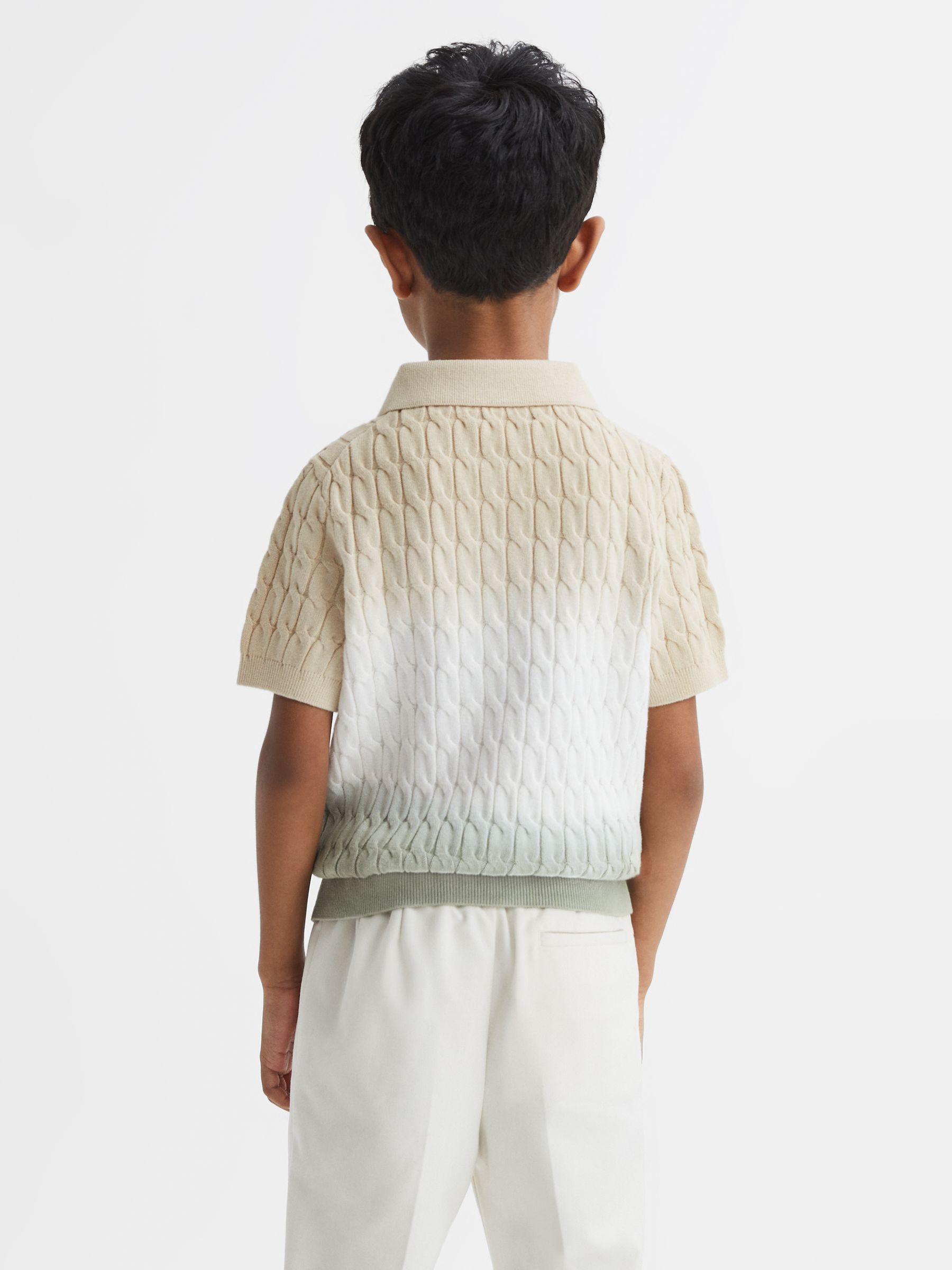 Junior Ombre Half Zip Polo T-Shirt in Sage - Image 5 of 6