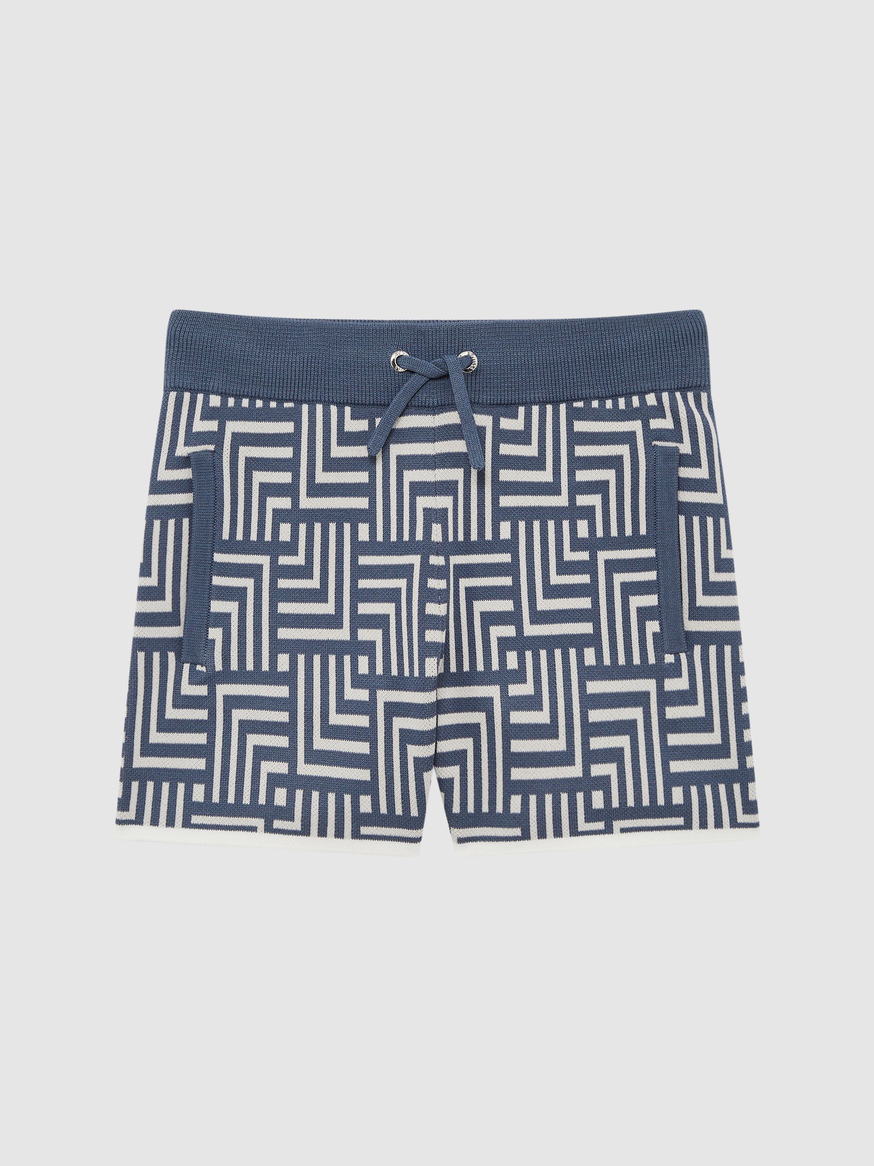 Junior Abstract Printed Shorts in Airforce Blue - Image 2 of 7