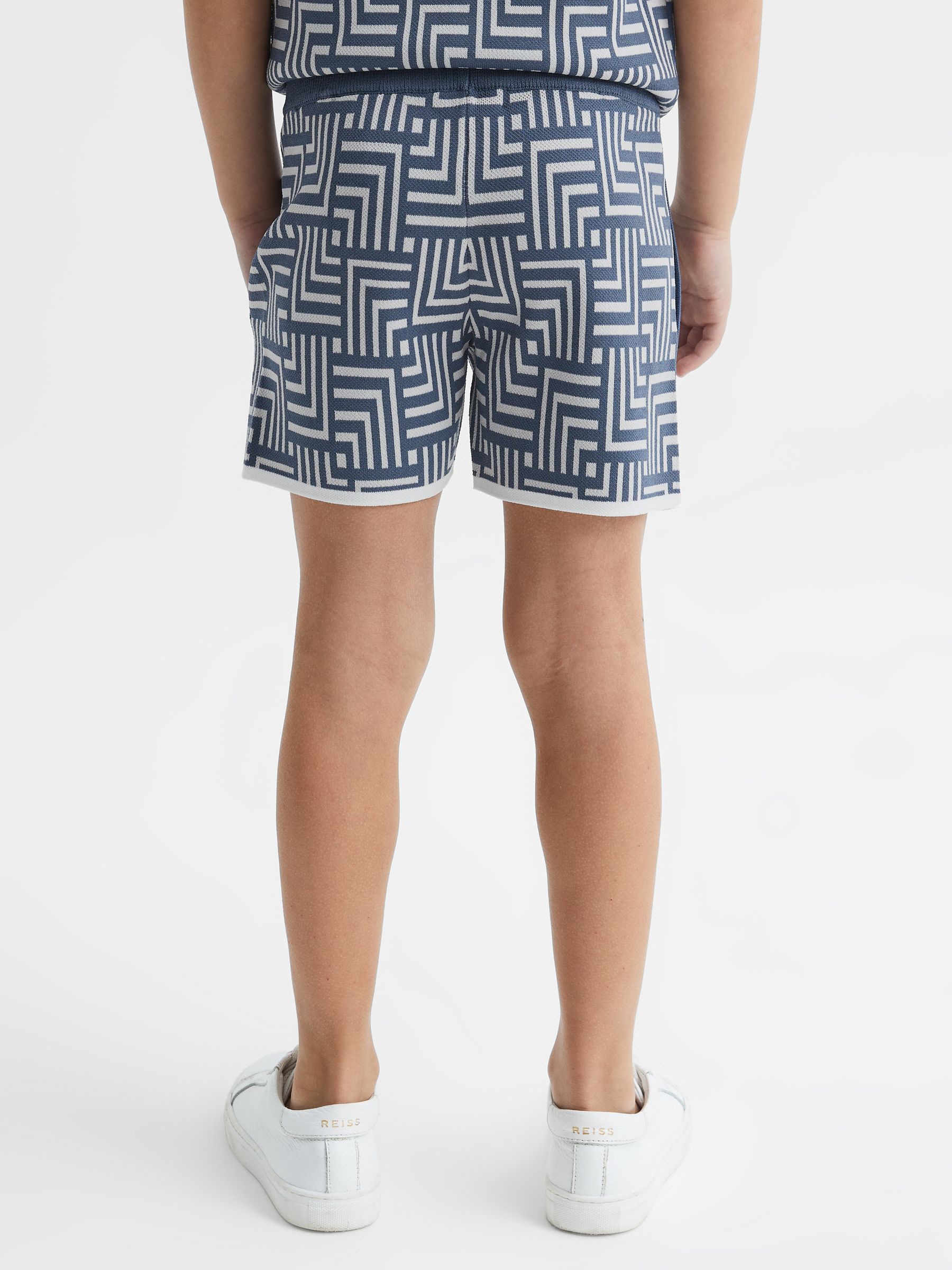 Junior Abstract Printed Shorts in Airforce Blue - Image 5 of 7