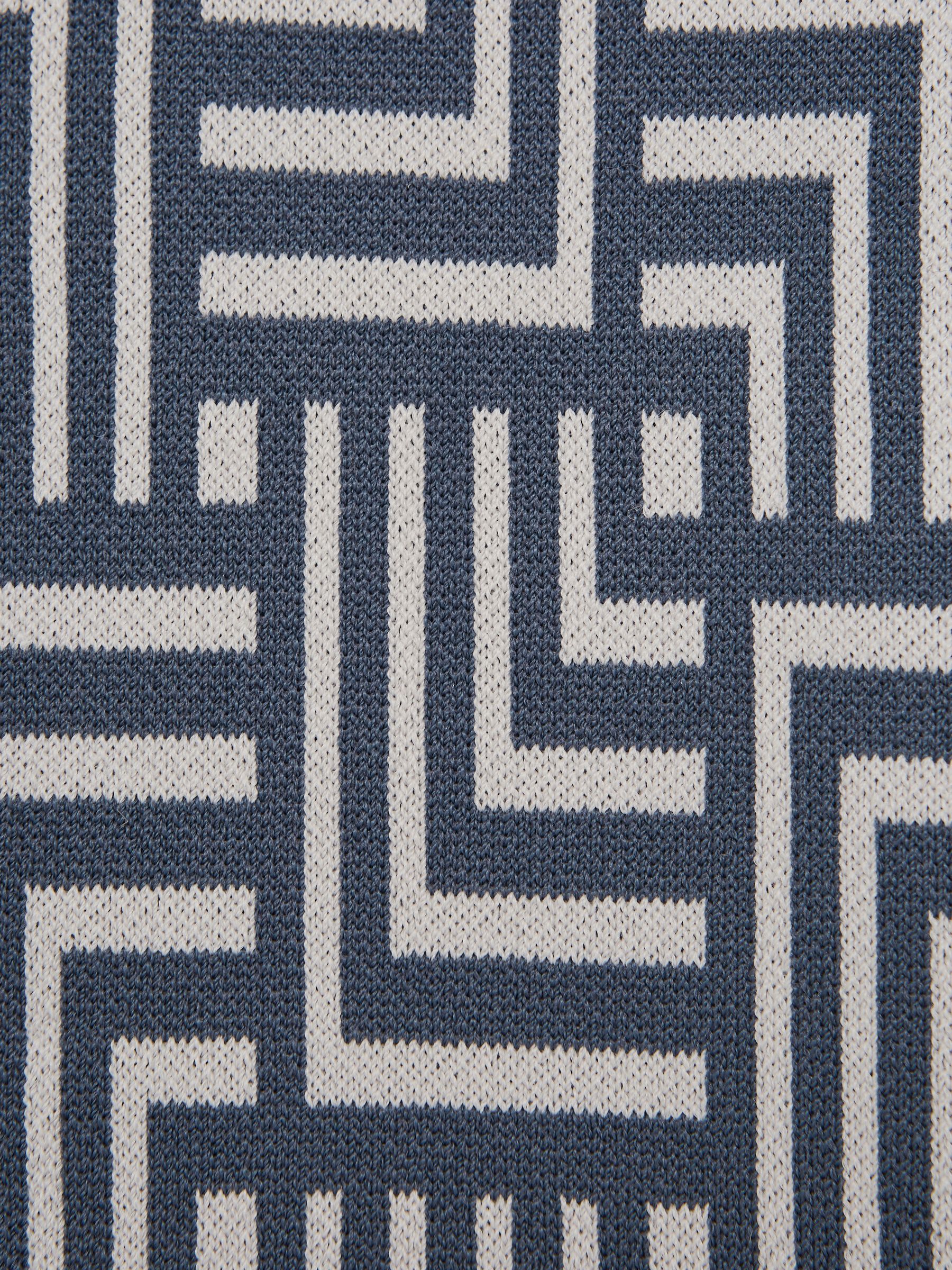 Junior Abstract Printed Cuban Collar Shirt in Airforce Blue - Image 7 of 7