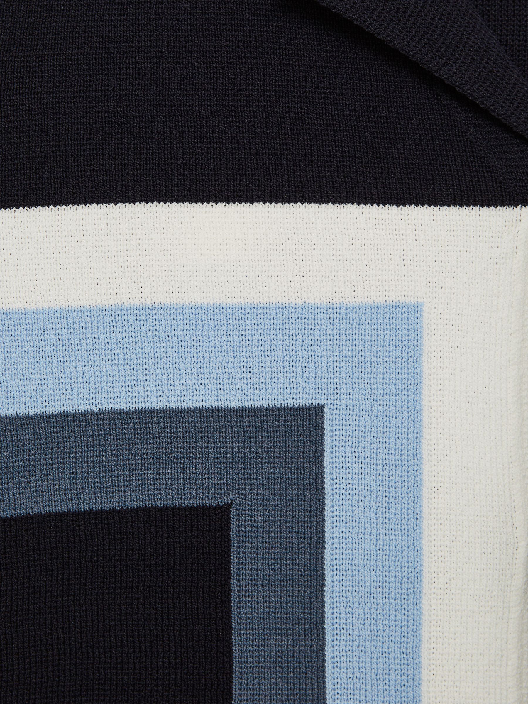 Cuban Collar Colourblock Shirt in Navy - Image 6 of 6