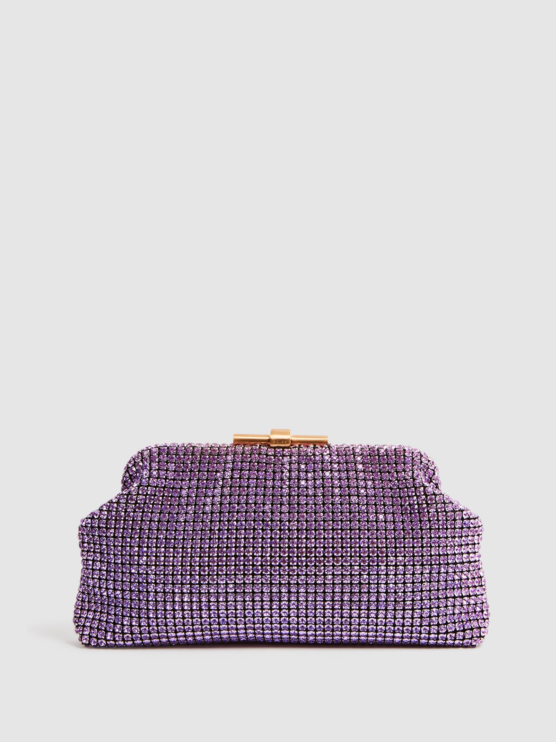 Embellished Clutch Bag in Mid Purple - Image 1 of 6