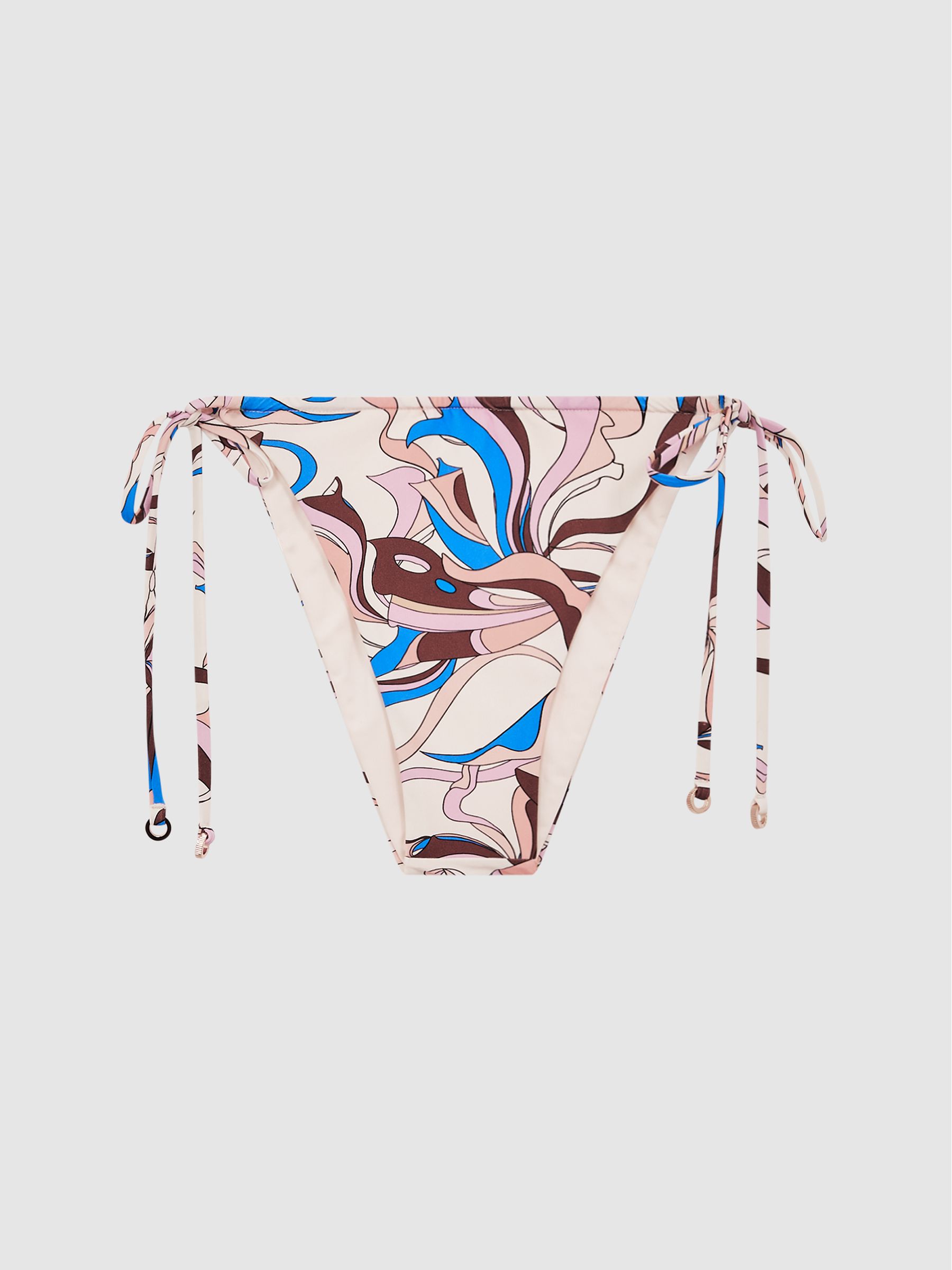 Tie Side Printed Bikini Bottoms in Multi - Image 2 of 5