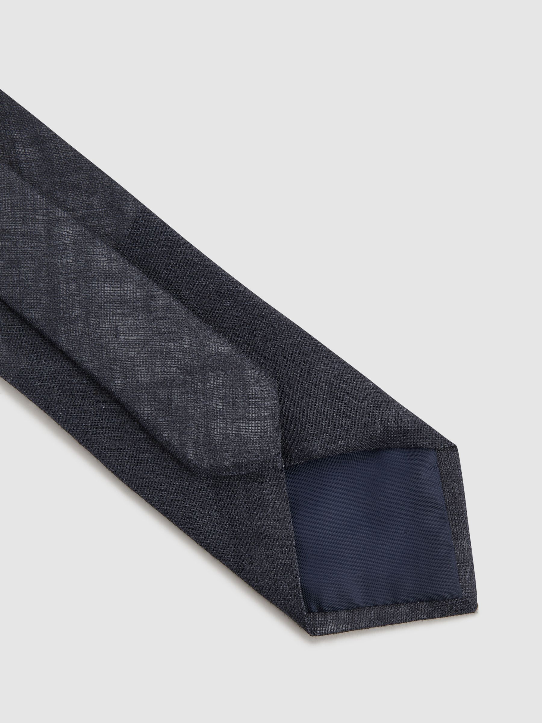 Linen Tie in Navy - Image 4 of 5