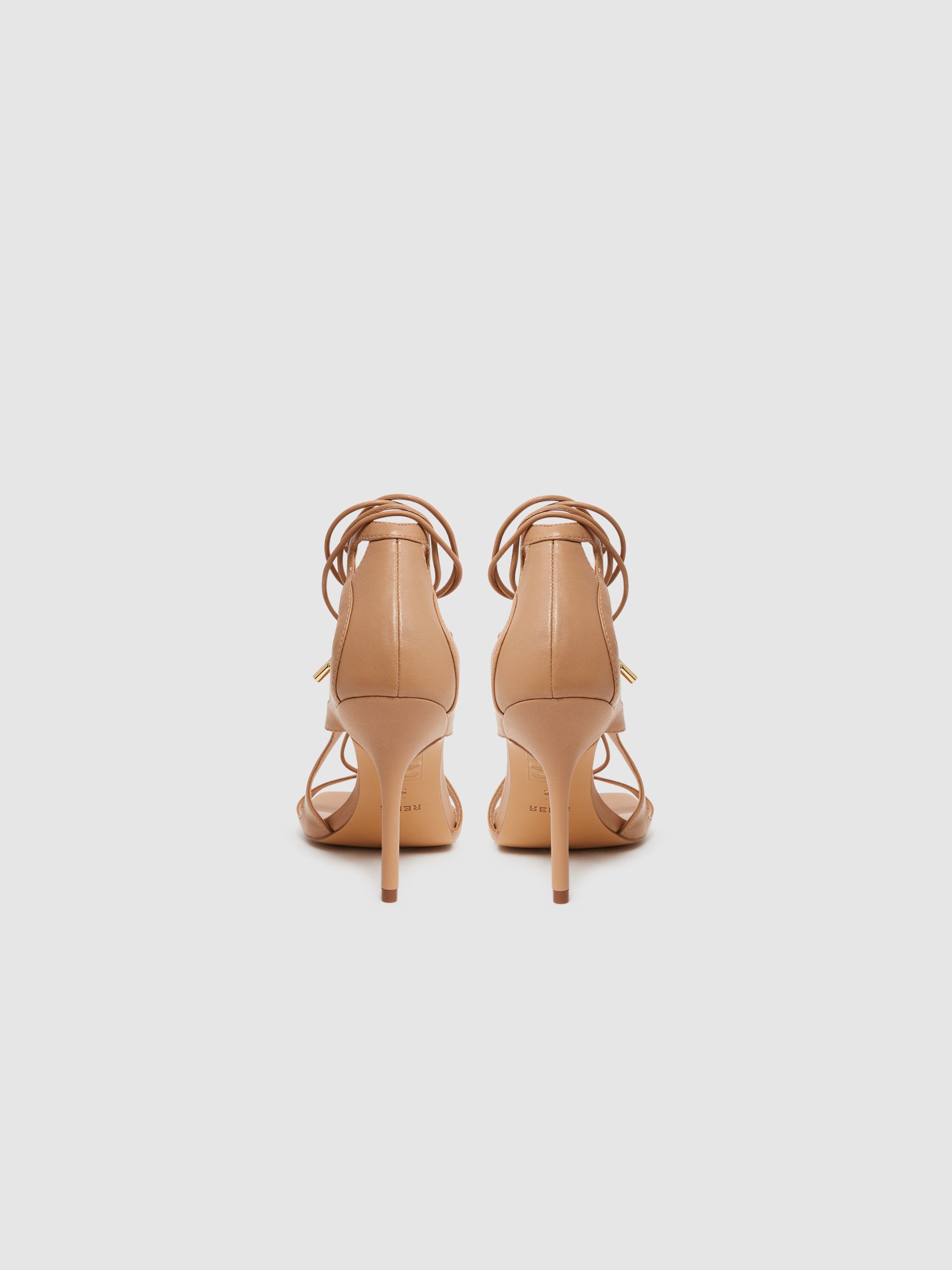 Leather Strappy High Heel Sandals in Biscuit - Image 4 of 5