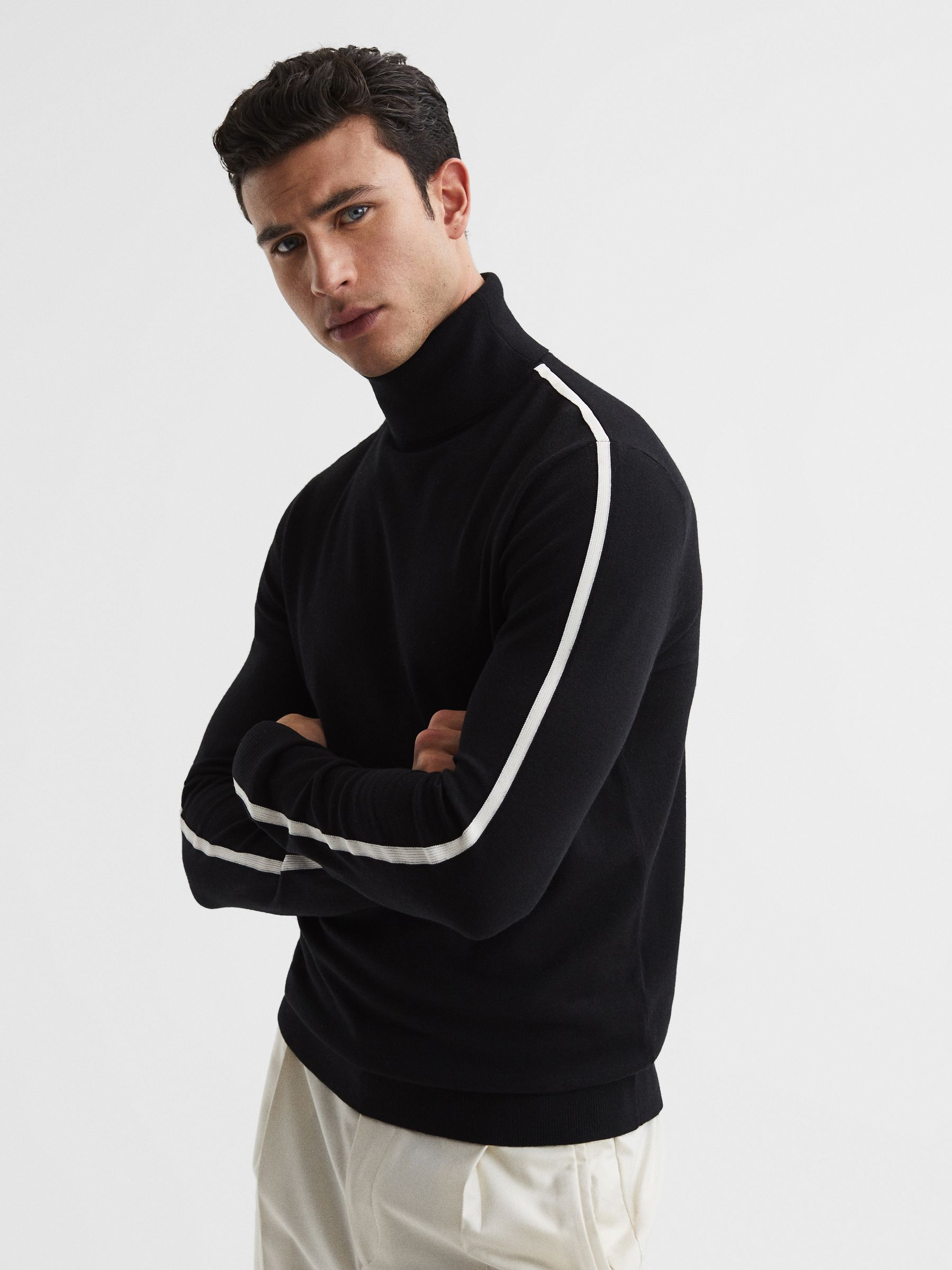 Long Sleeve Roll Neck Jumper in Black - Image 1 of 6