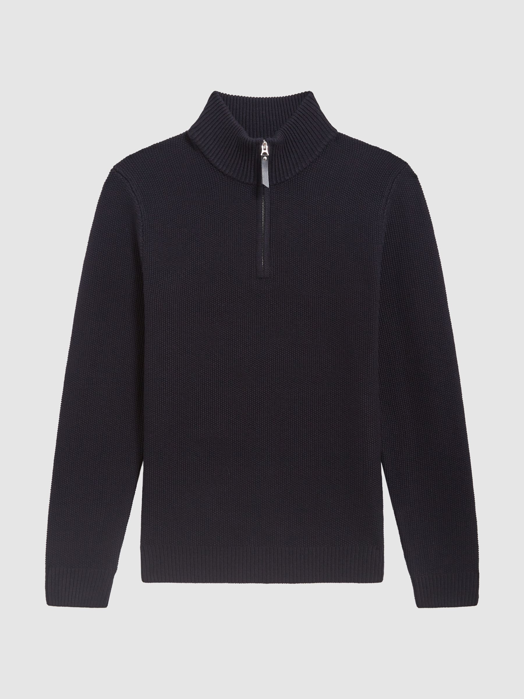 Half Zip Funnel Neck Jumper in Navy - Image 2 of 7 Half Zip Funnel Neck Jumper in Navy - Image 2 of 7