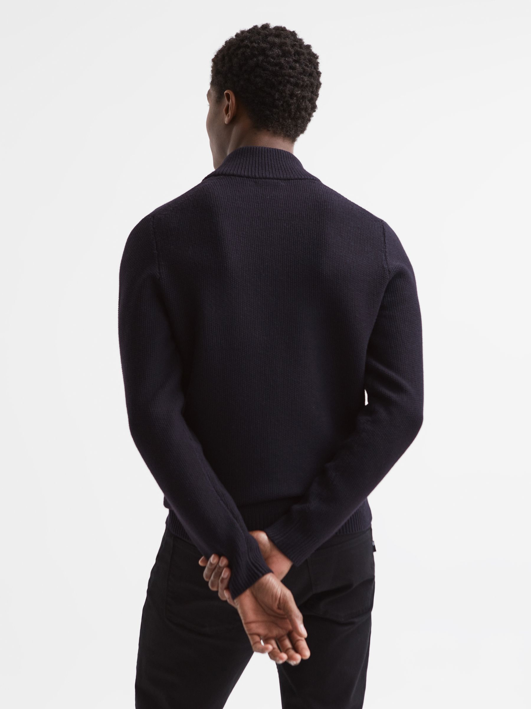 Half Zip Funnel Neck Jumper in Navy - Image 5 of 7