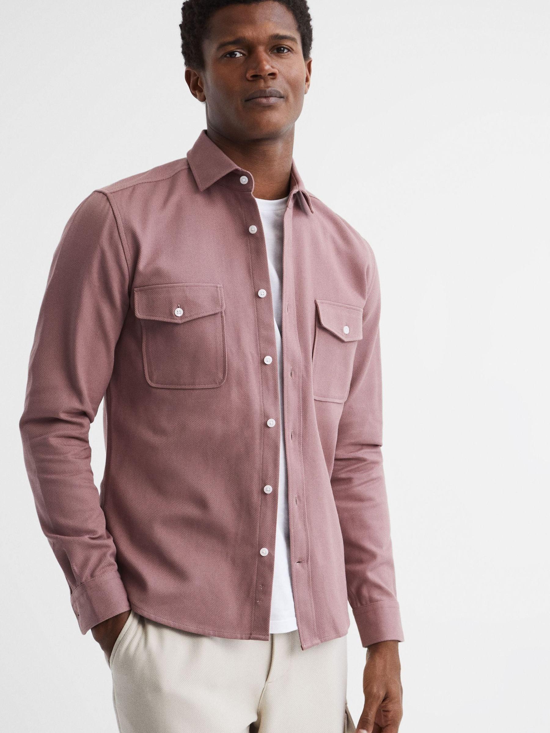 Cotton Canvas Overshirt in Woodrose - Image 1 of 6