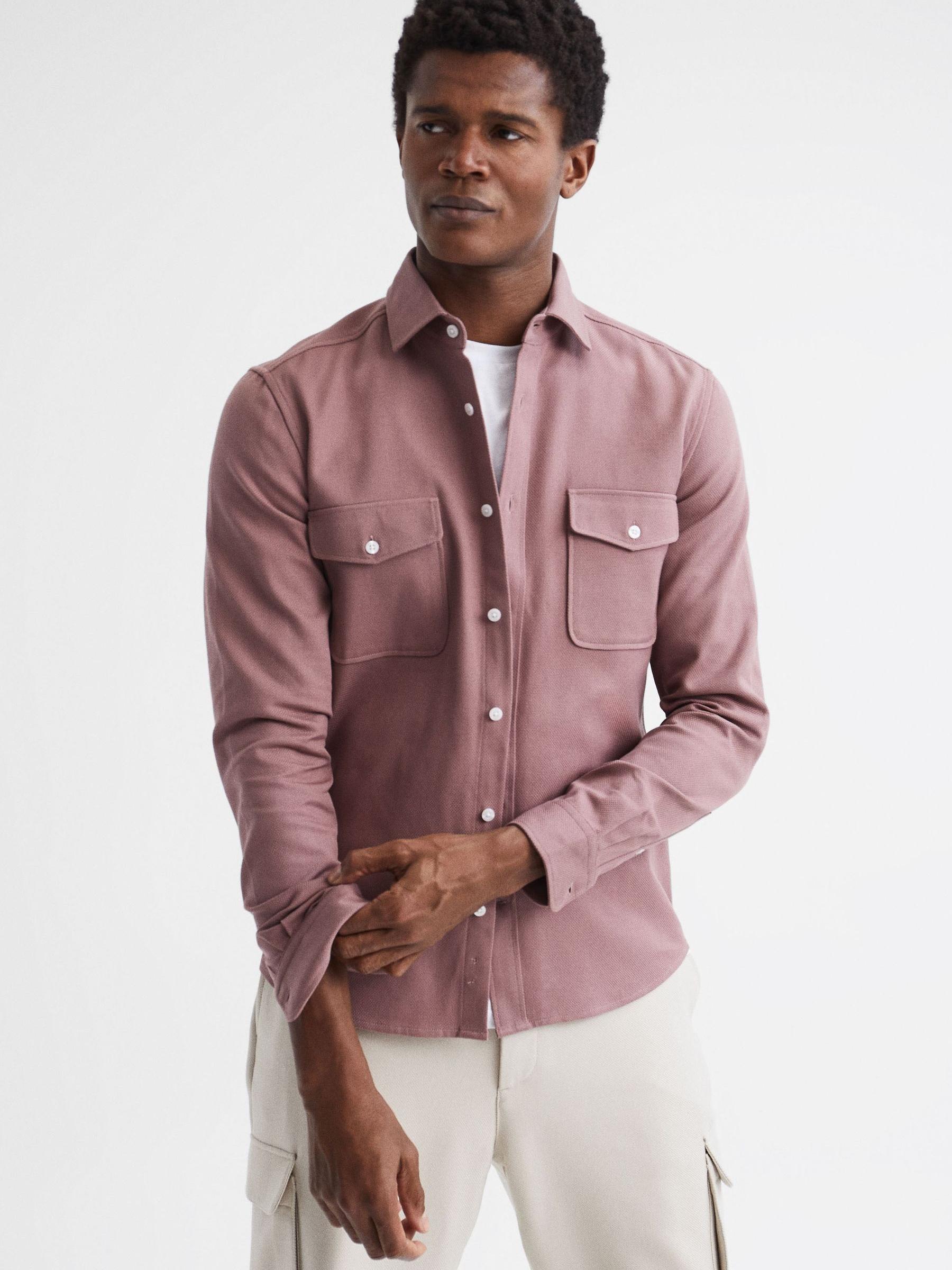 Cotton Canvas Overshirt in Woodrose - Image 6 of 6