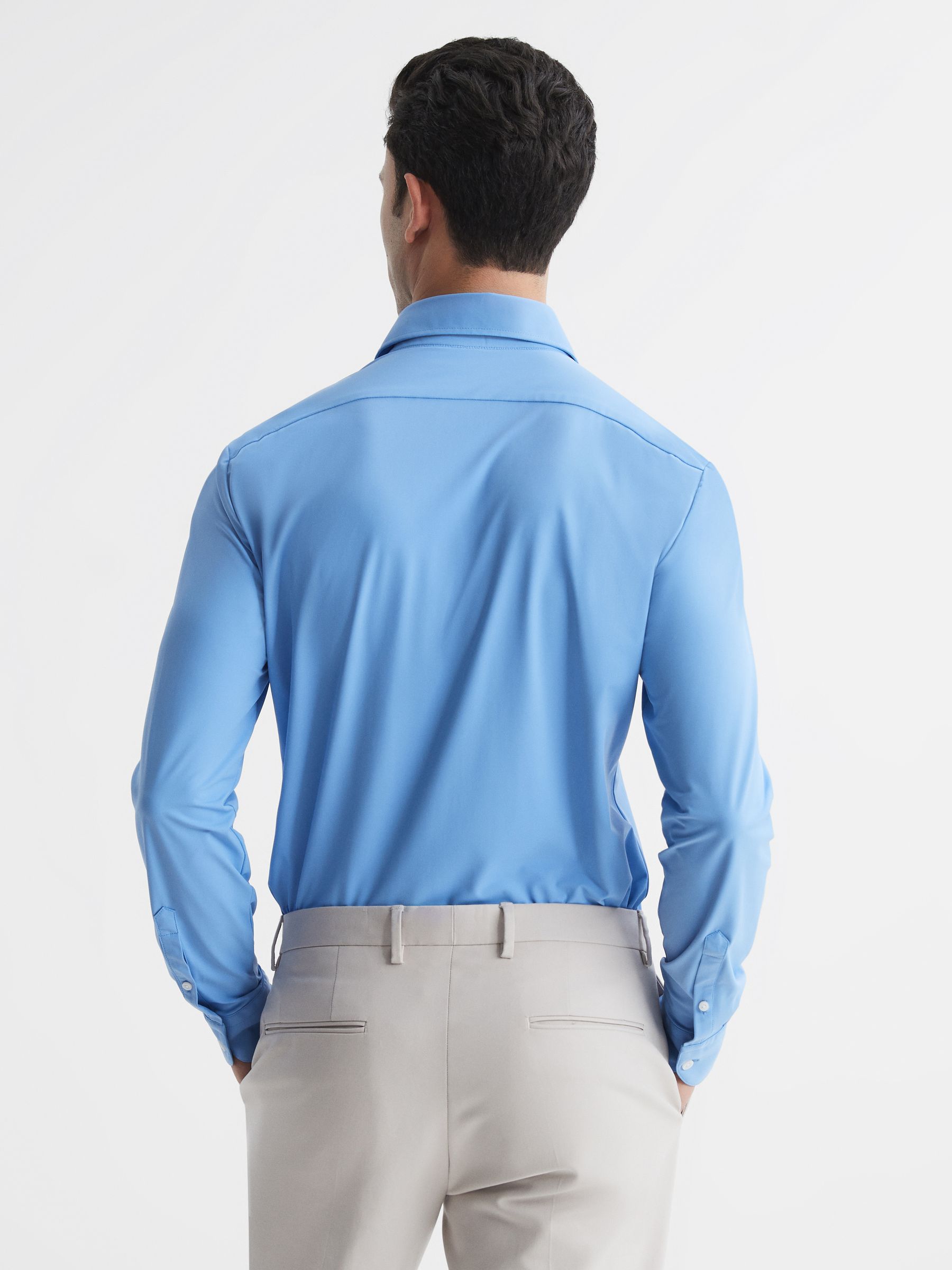 Regular Fit Travel Shirt in Soft Blue - Image 5 of 6