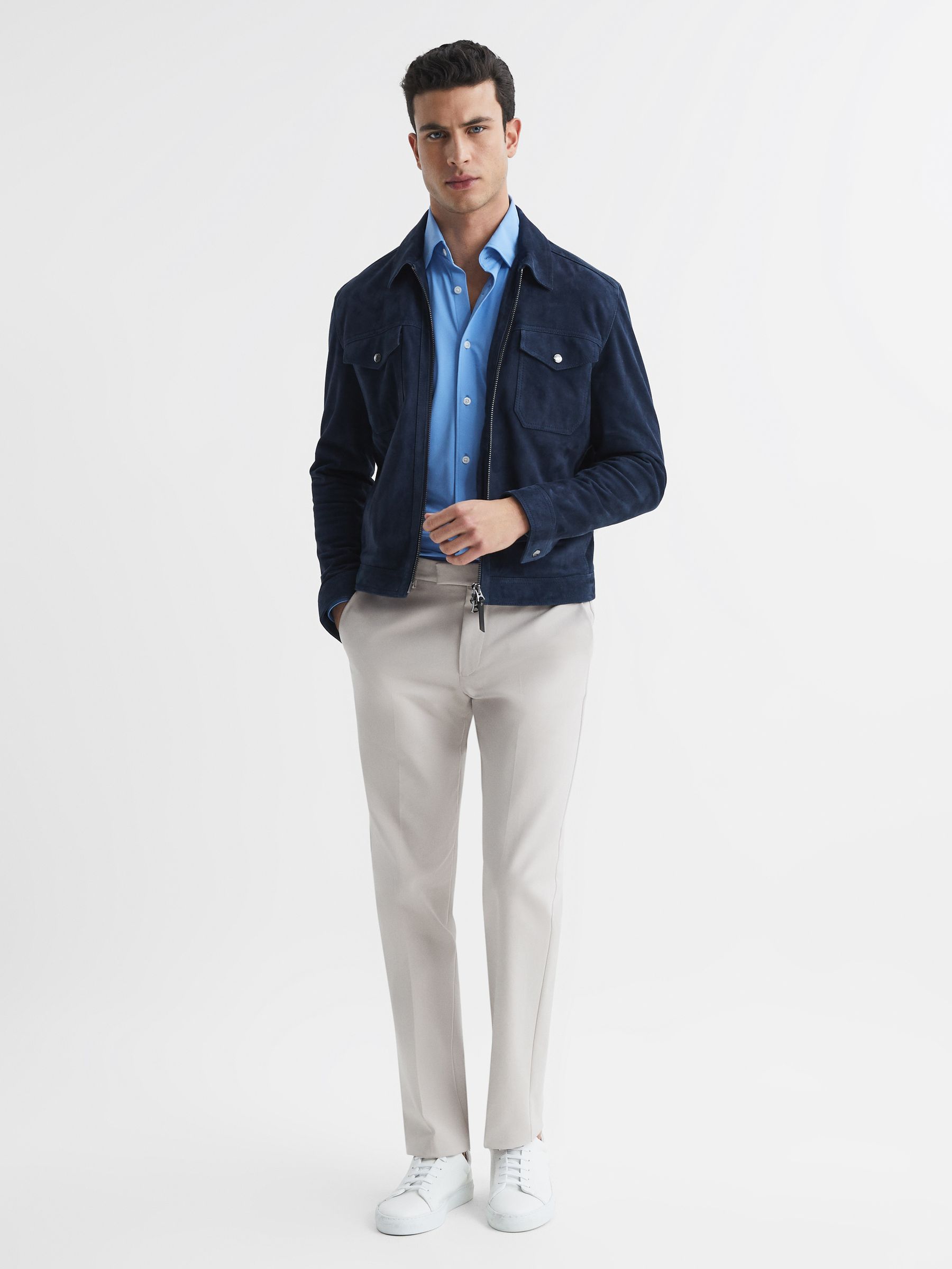 Regular Fit Travel Shirt in Soft Blue - Image 6 of 6