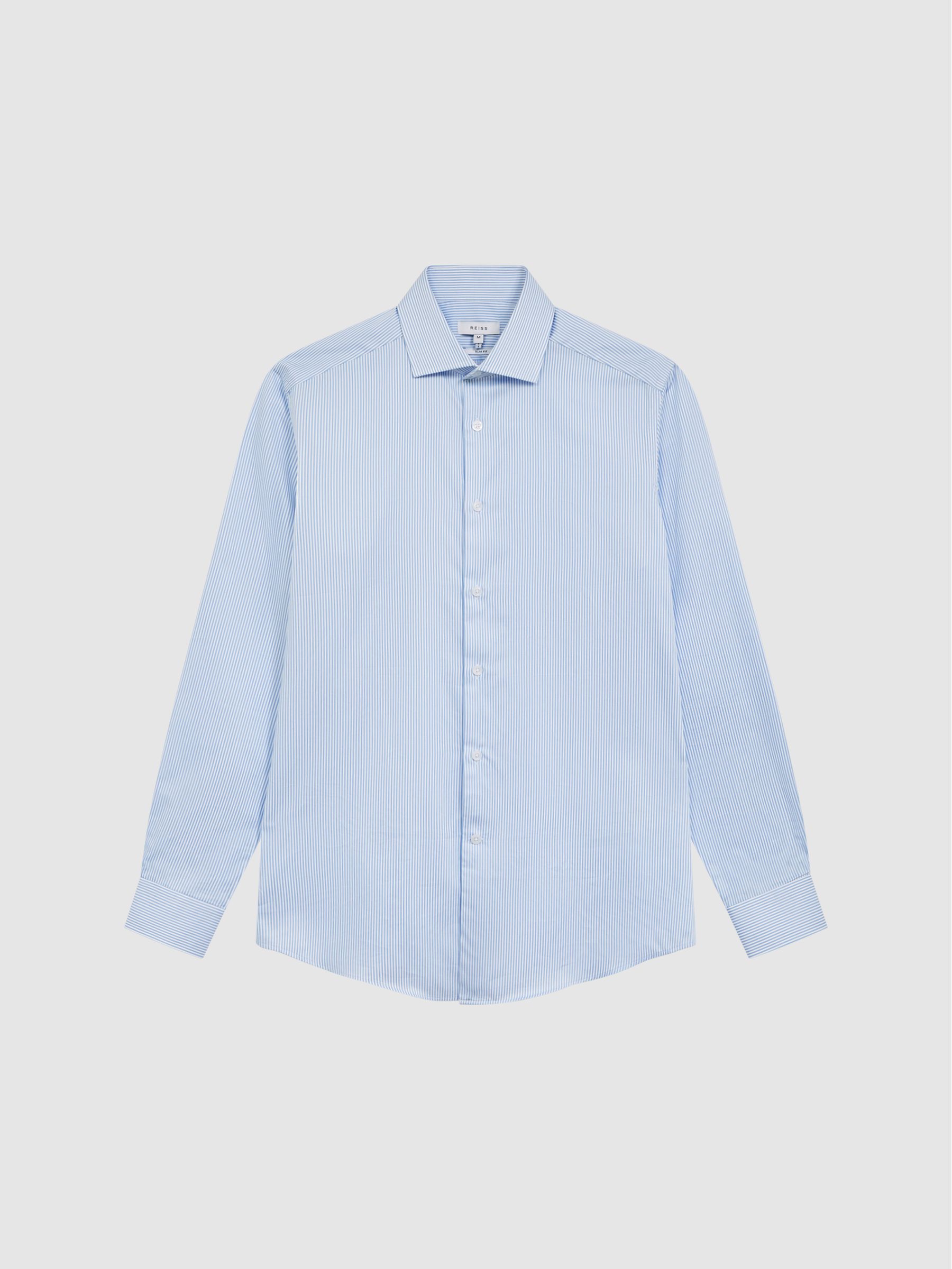 Striped Cotton Slim Fit Shirt in Blue Stripe - Image 2 of 5