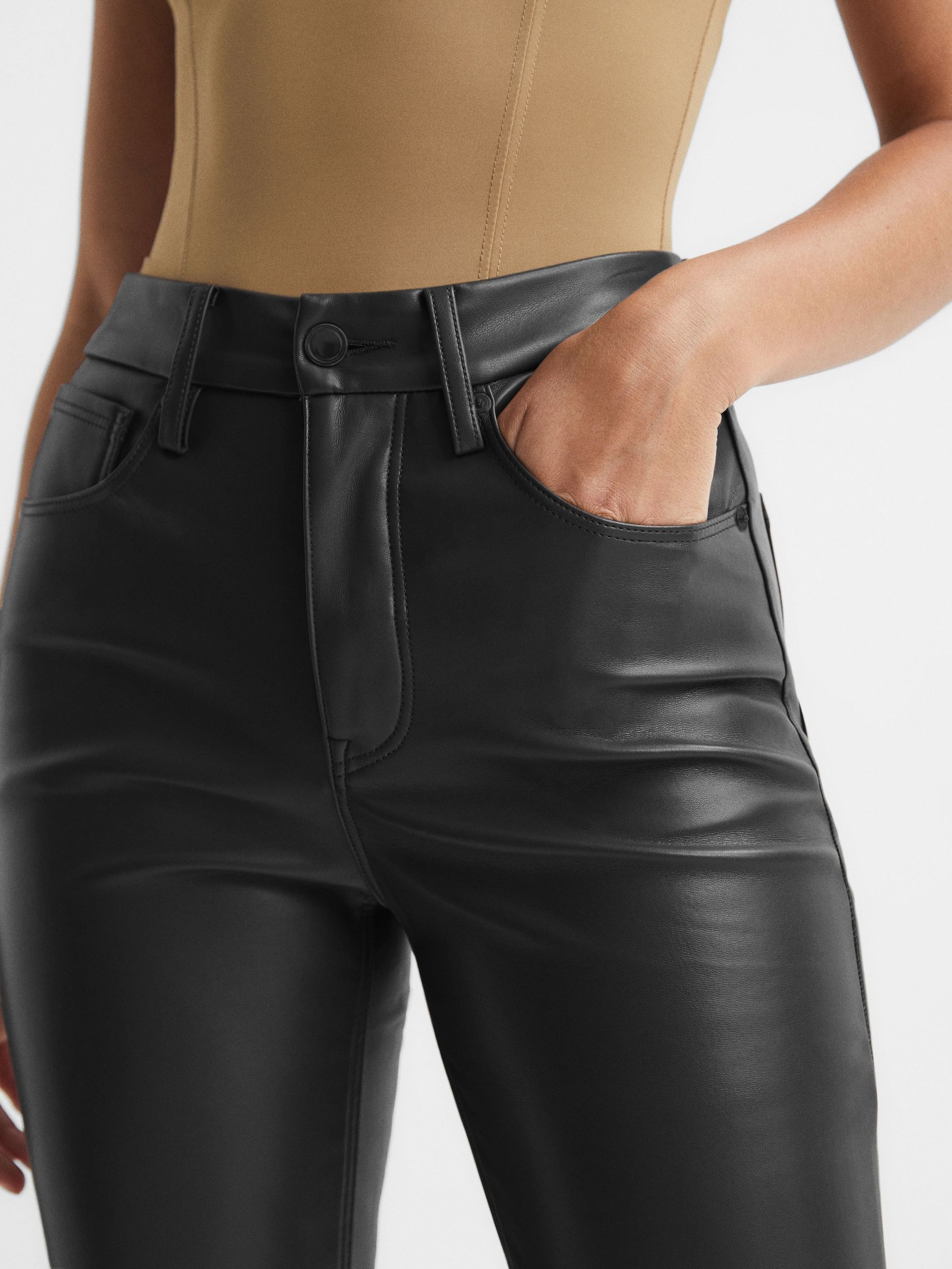 Good American Better Than Leather Pants in Black - Image 4 of 8