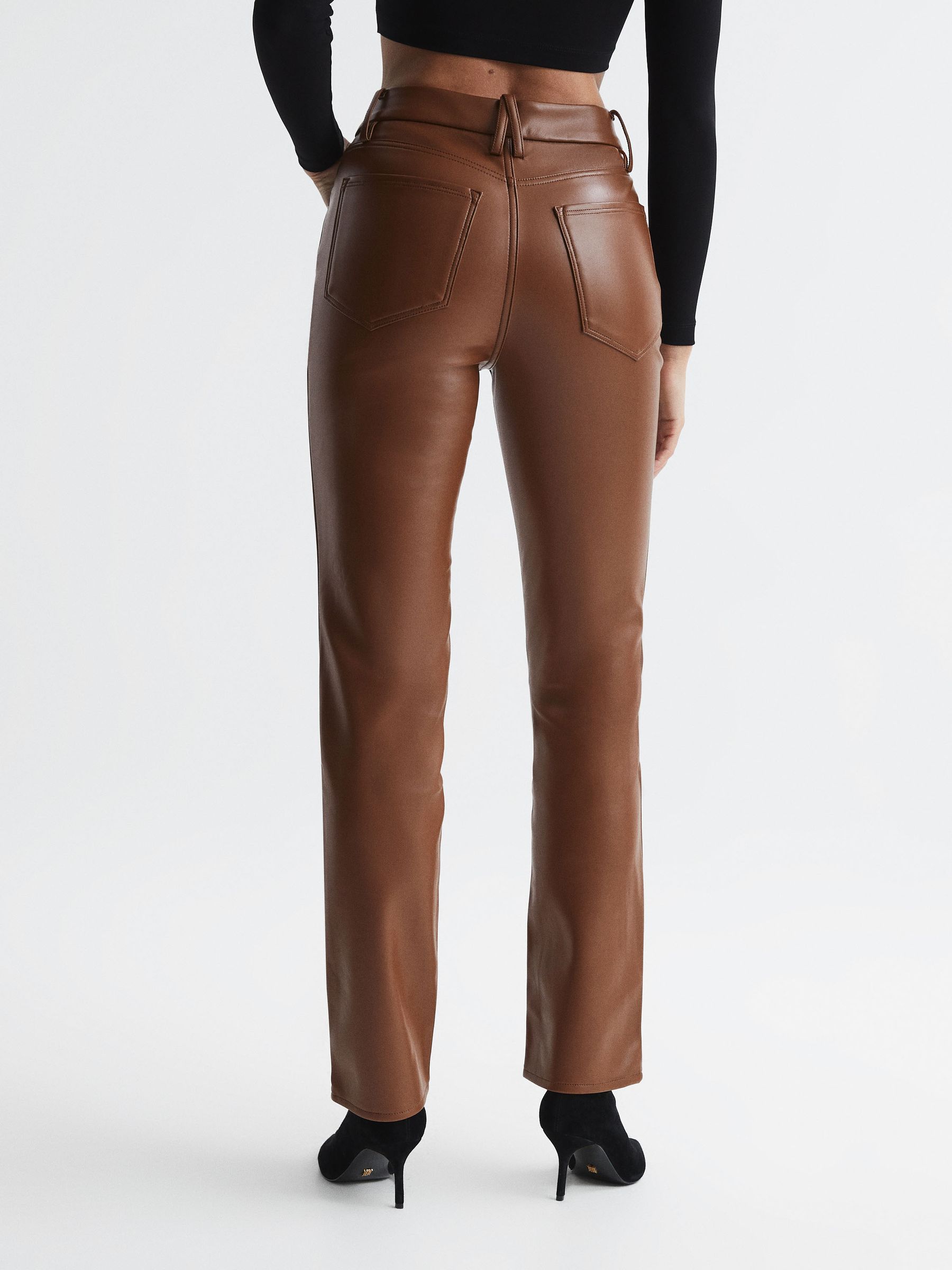 Good American Better Than Leather Pants in Caramel - Image 5 of 8