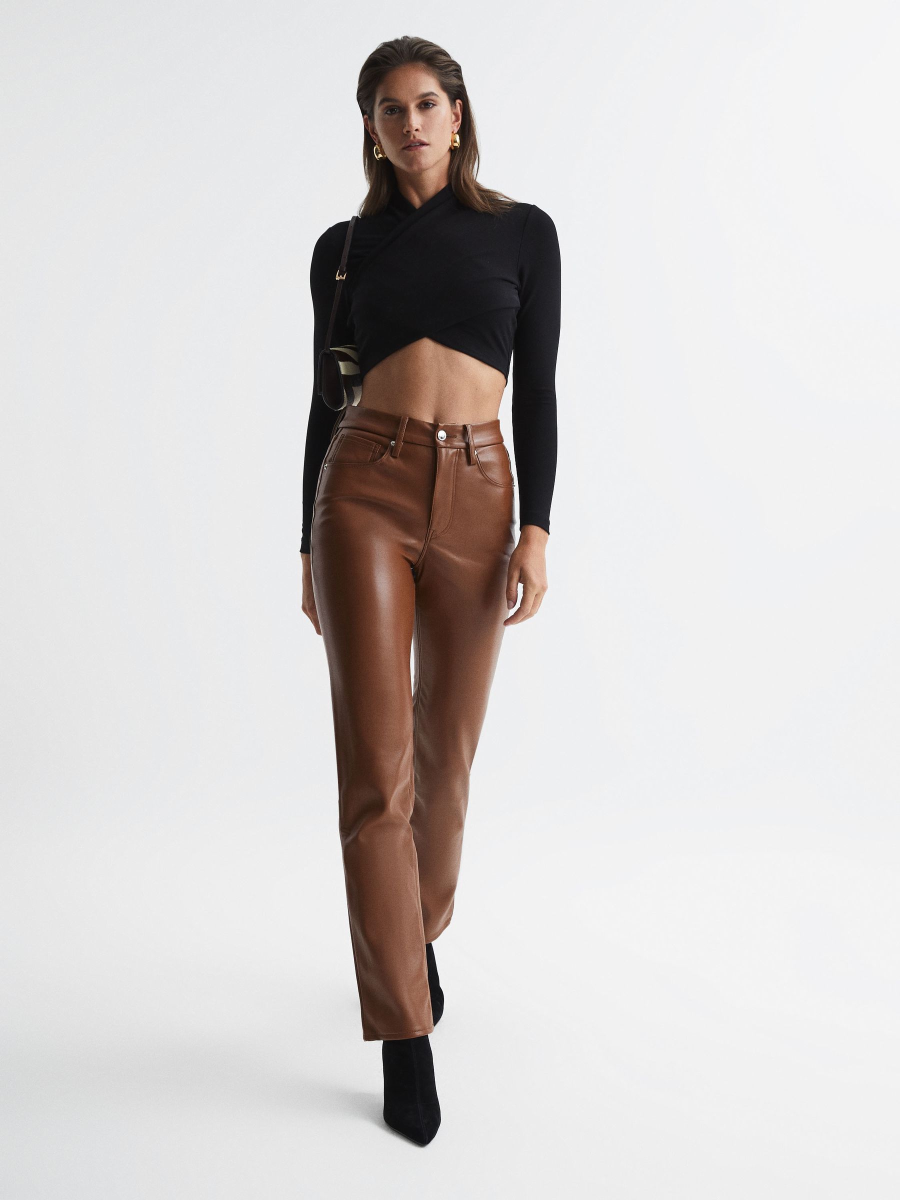 Good American Better Than Leather Pants in Caramel - Image 6 of 8