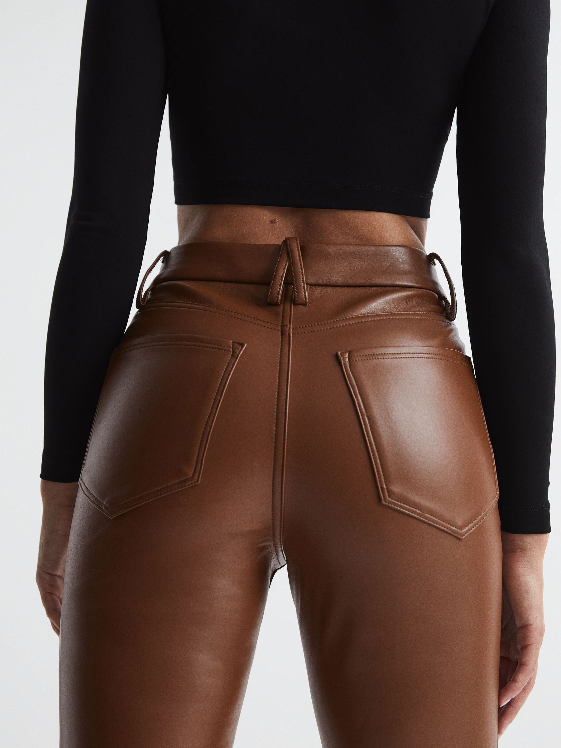Good American Better Than Leather Pants in Caramel - Image 7 of 8