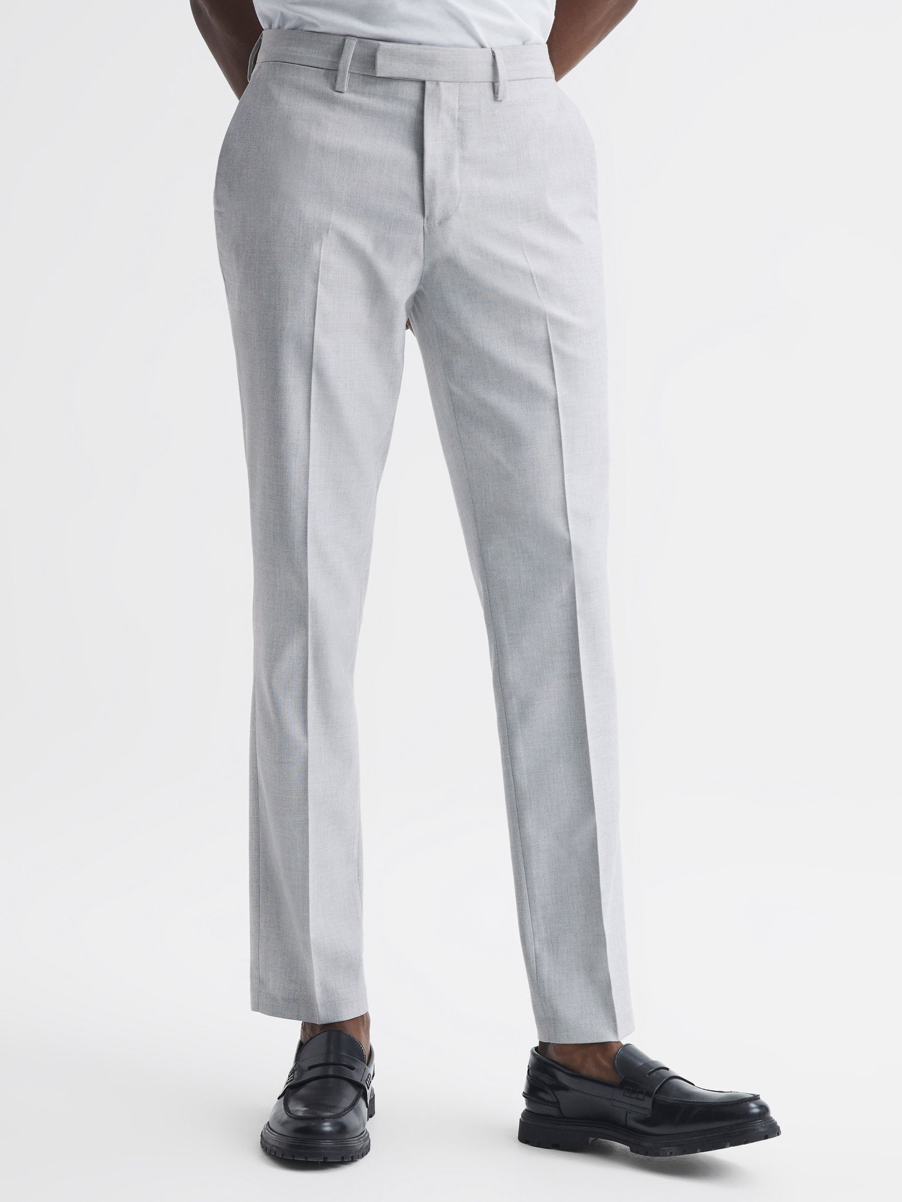 Slim Fit Trousers in Light Grey - Image 1 of 6