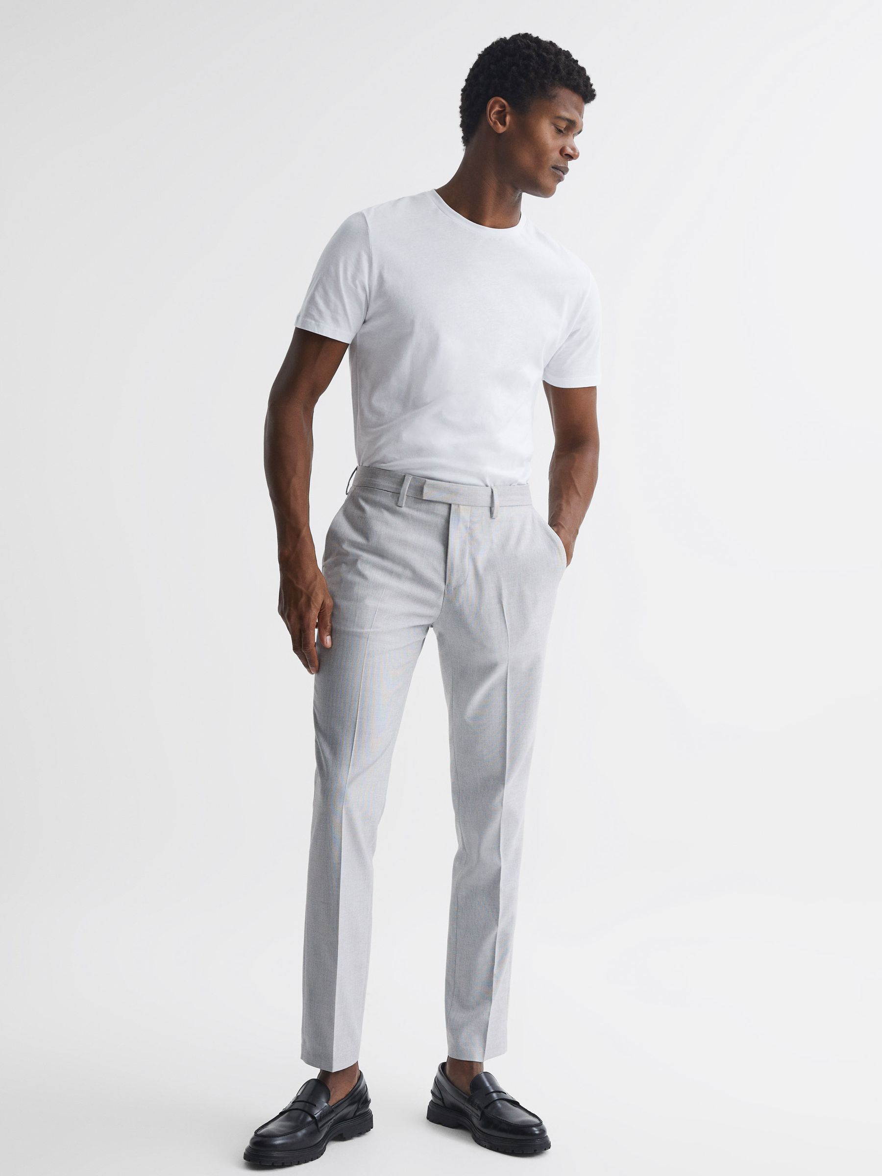 Slim Fit Trousers in Light Grey - Image 3 of 6
