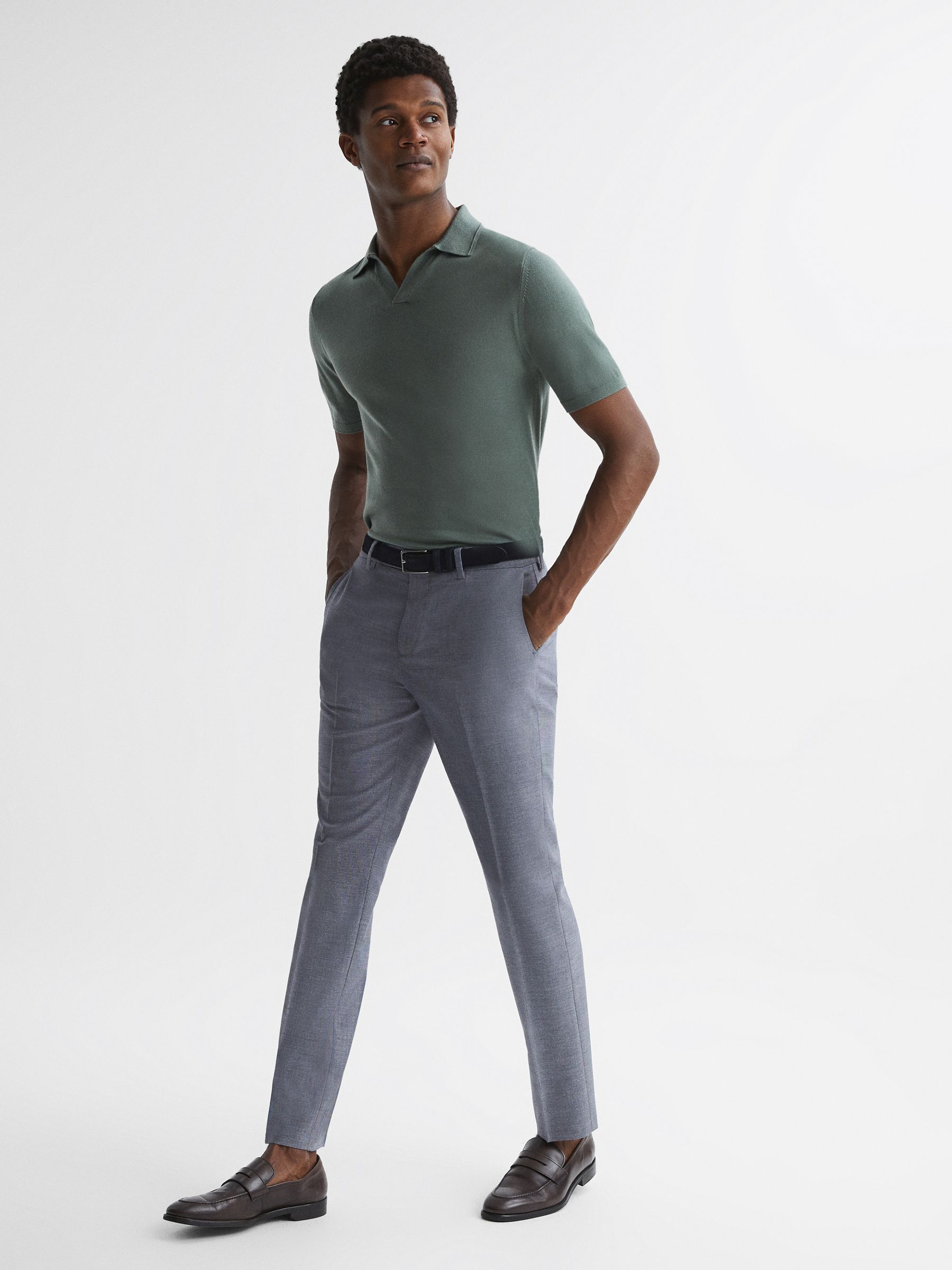Slim Fit Trousers in Airforce Blue - Image 3 of 6