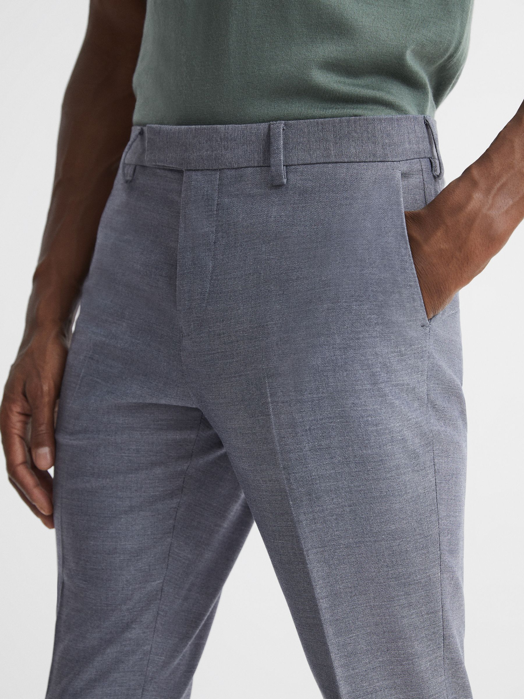 Slim Fit Trousers in Airforce Blue - Image 4 of 6