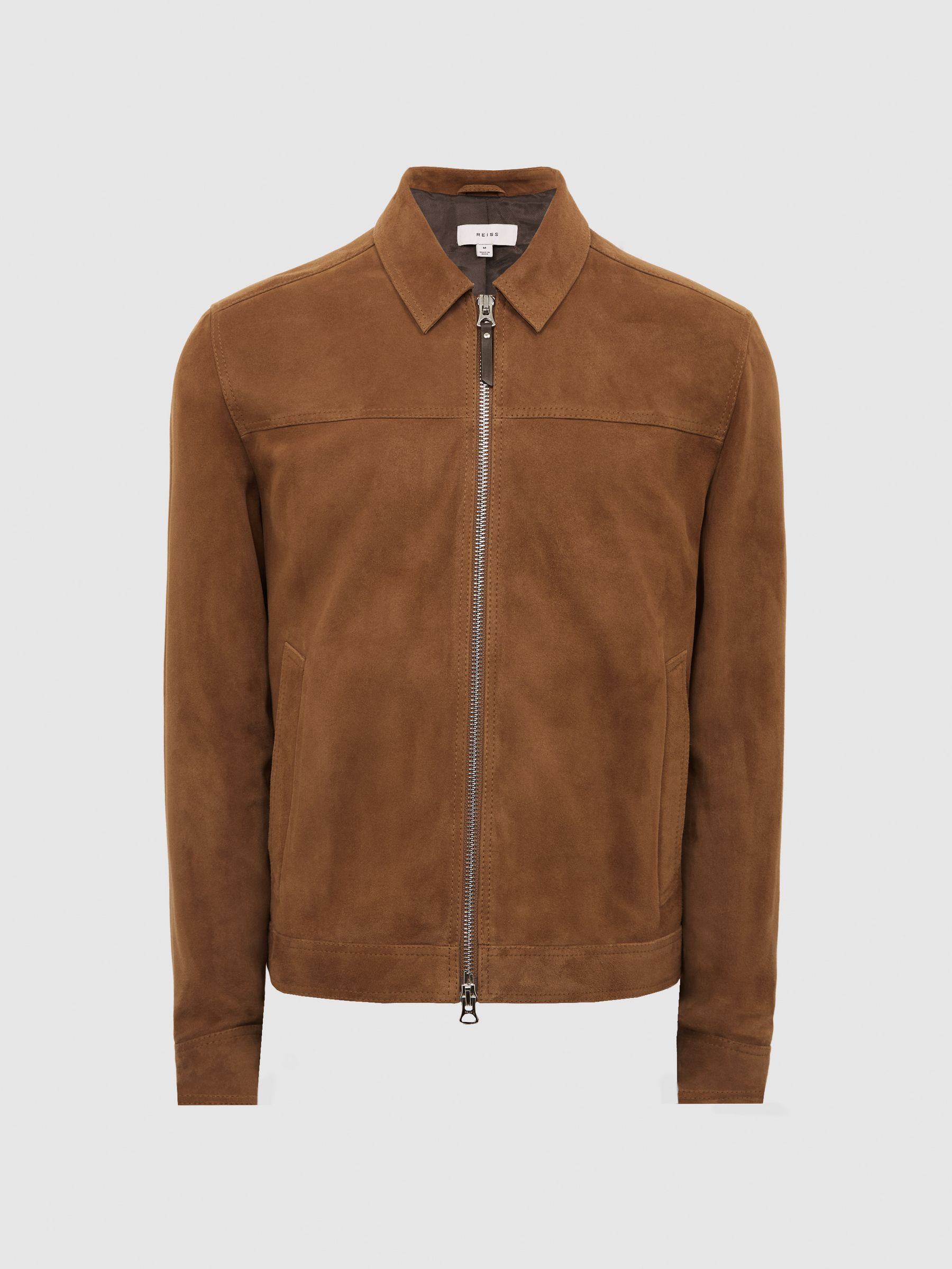 Suede Zip-Through Jacket in Tobacco - Image 2 of 7