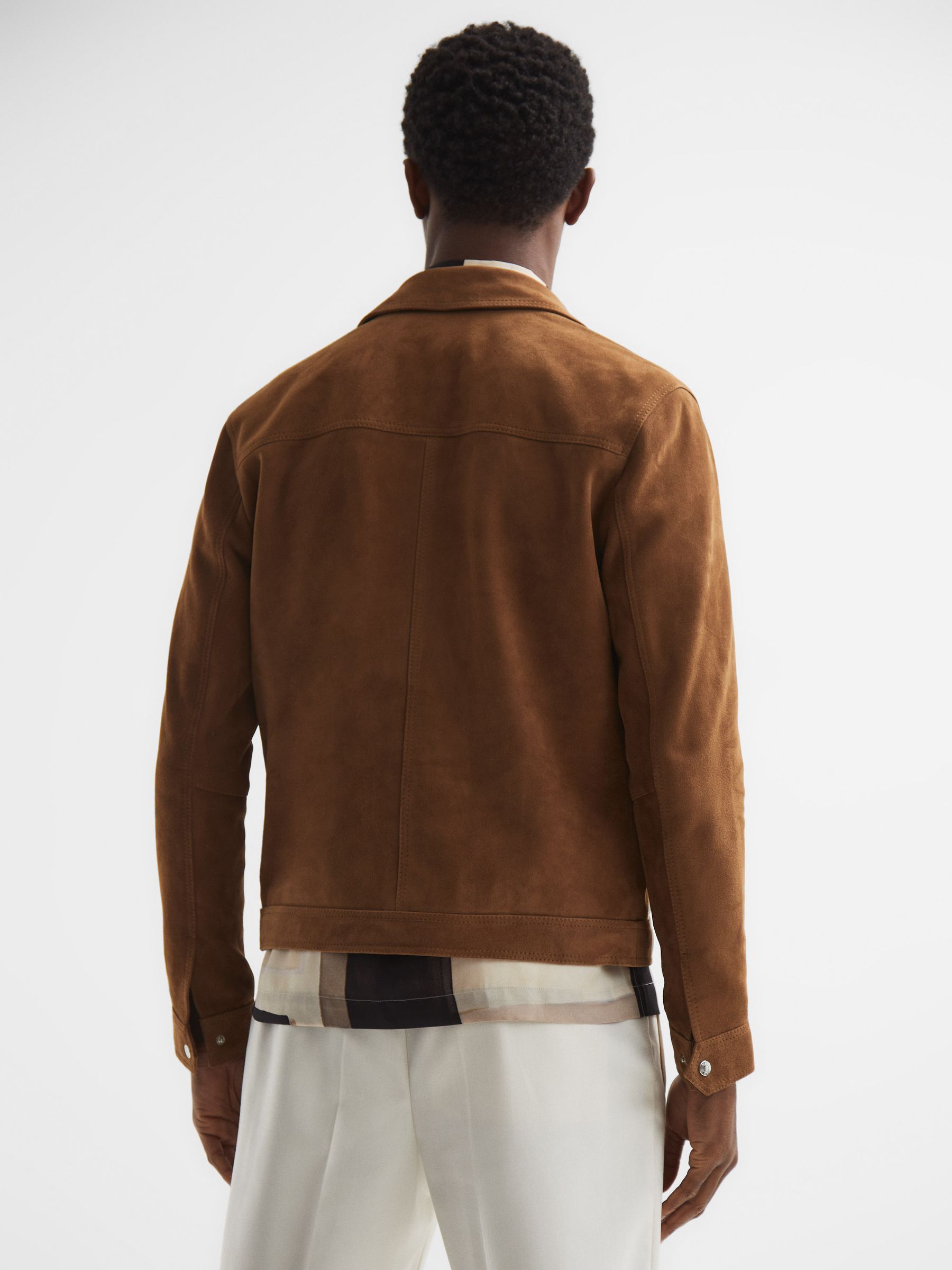 Suede Zip-Through Jacket in Tobacco - Image 5 of 7