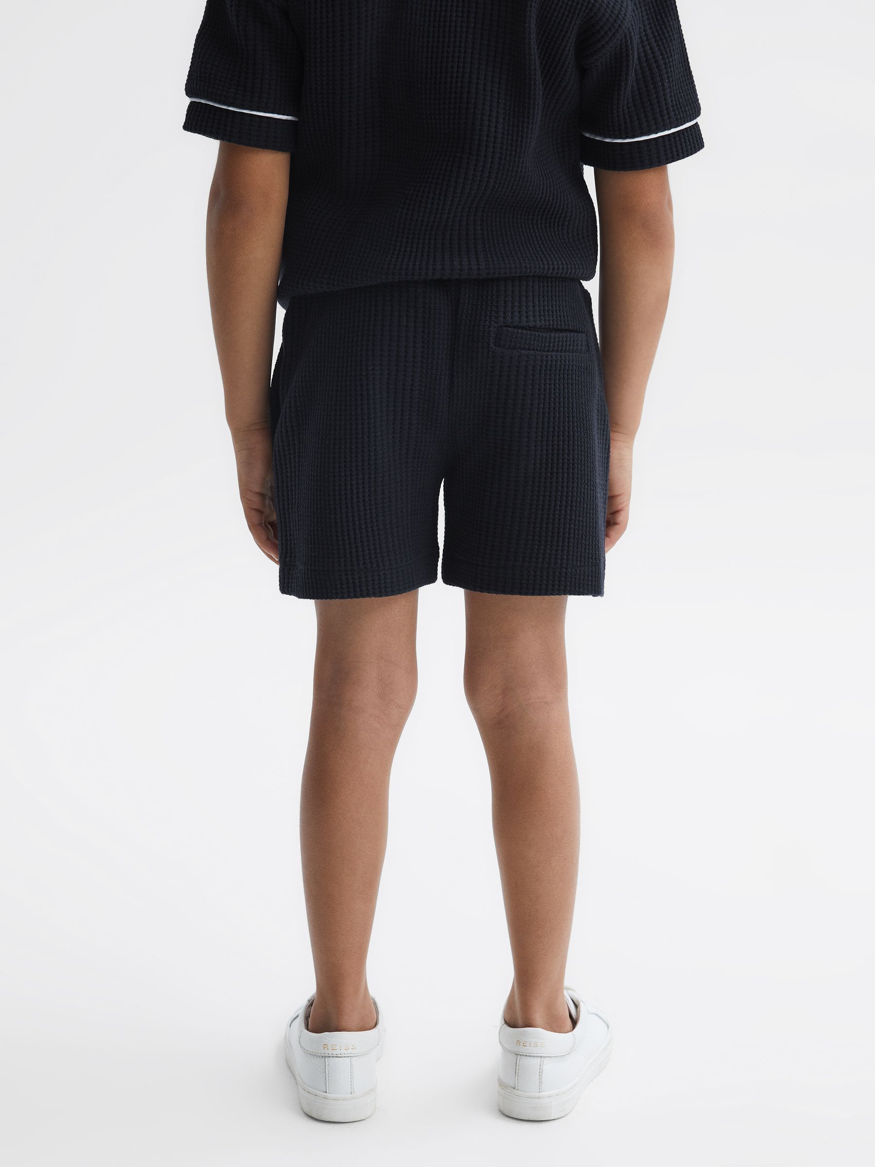 Junior Textured Drawstring Shorts in Navy - Image 5 of 6