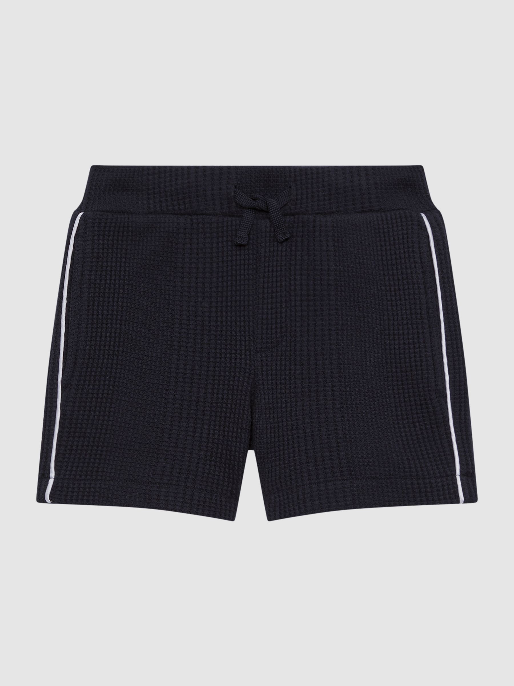 Junior Textured Drawstring Shorts in Navy Blue - Image 2 of 6 Junior Textured Drawstring Shorts in Navy Blue - Image 2 of 6