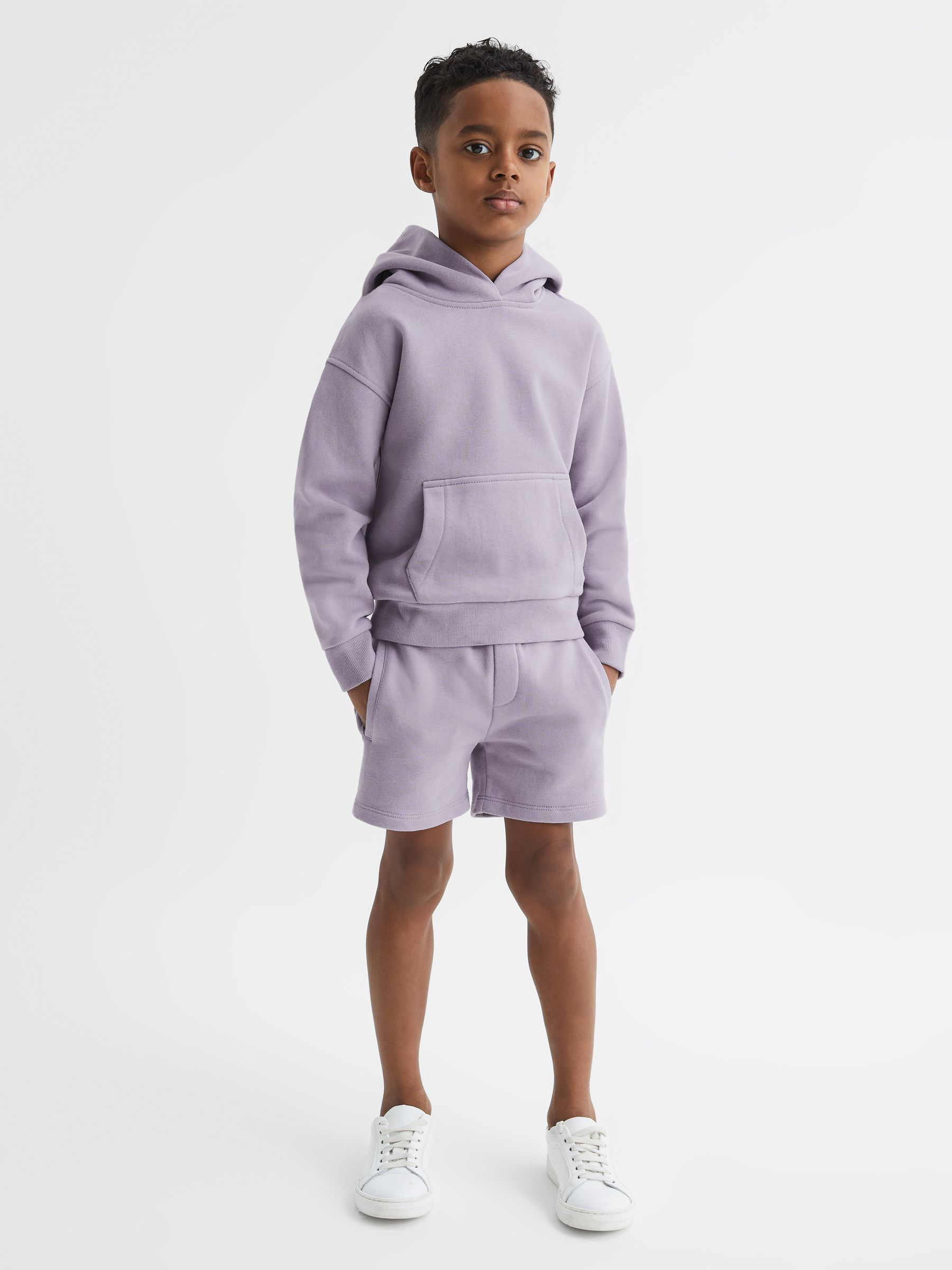 Oversized Garment Dye Jersey Hoodie in Lilac - Image 1 of 6