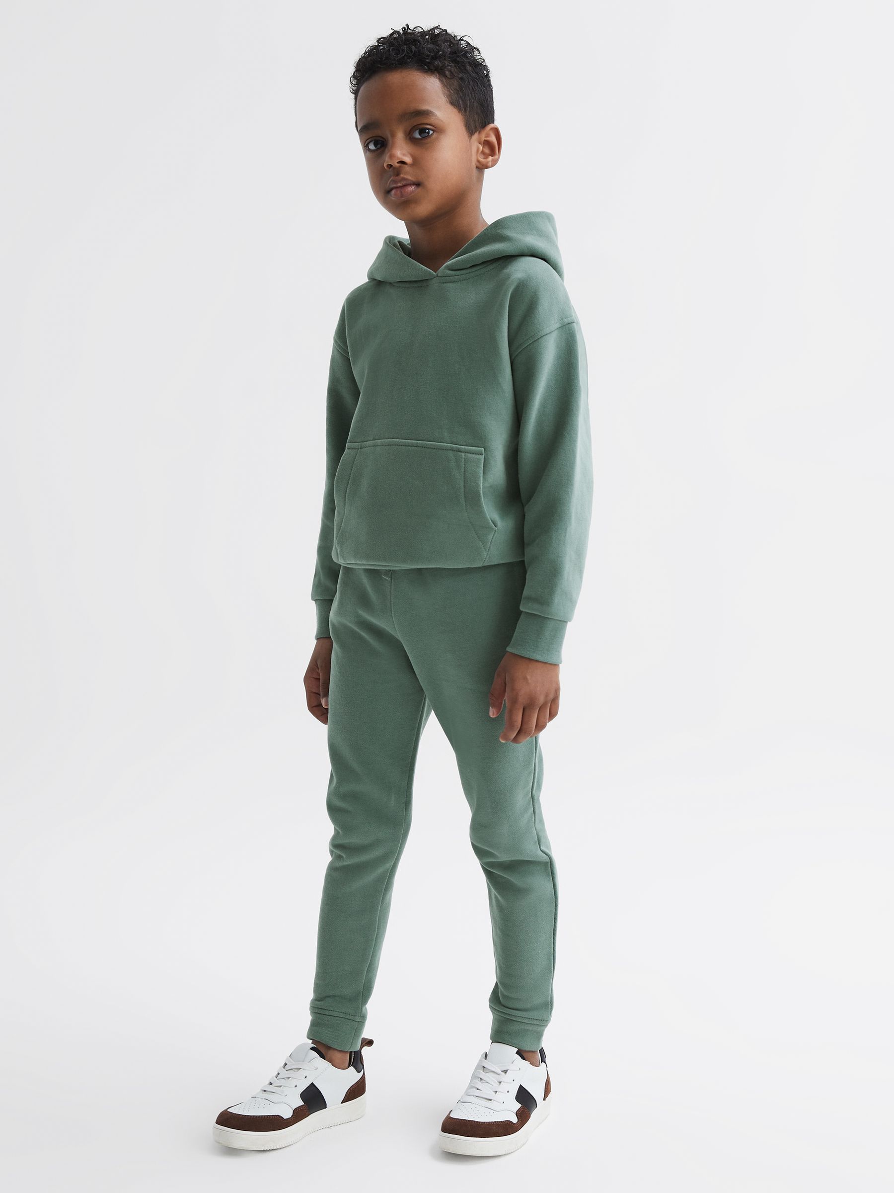 Oversized Garment Dye Jersey Hoodie in Fern Green - Image 1 of 6