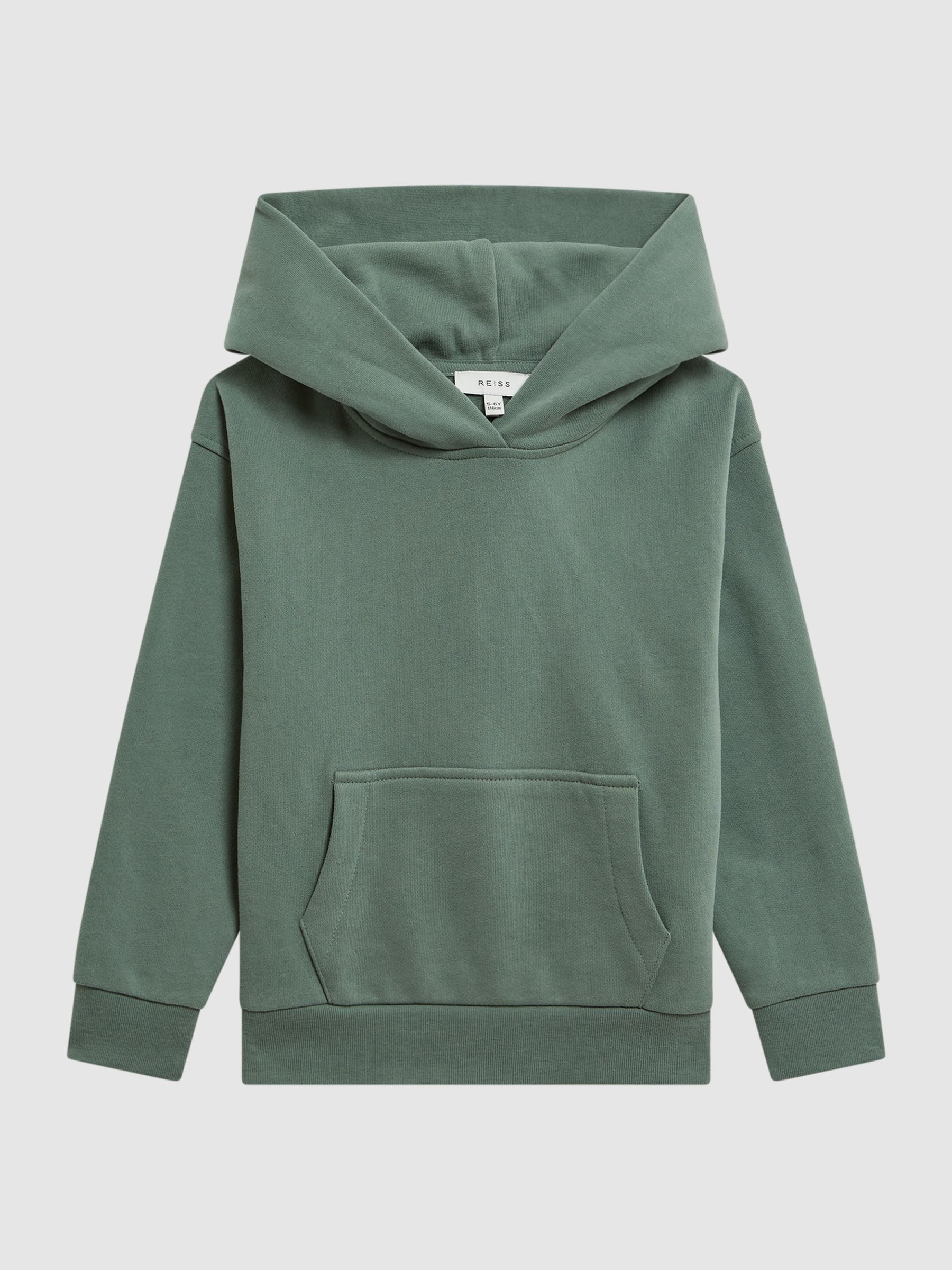 Oversized Garment Dye Jersey Hoodie in Fern Green - Image 2 of 6