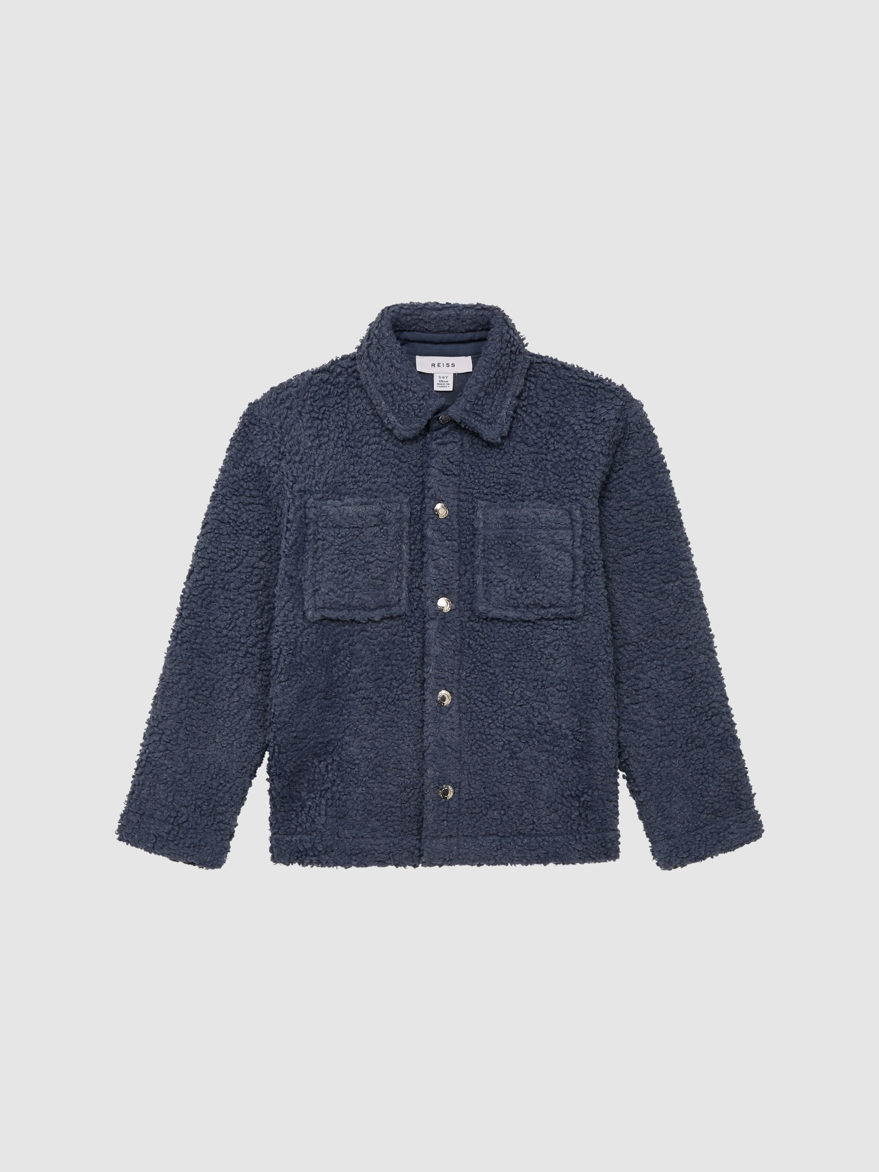 Senior Boucle Press Stud Overshirt in Blue - Image 2 of 6