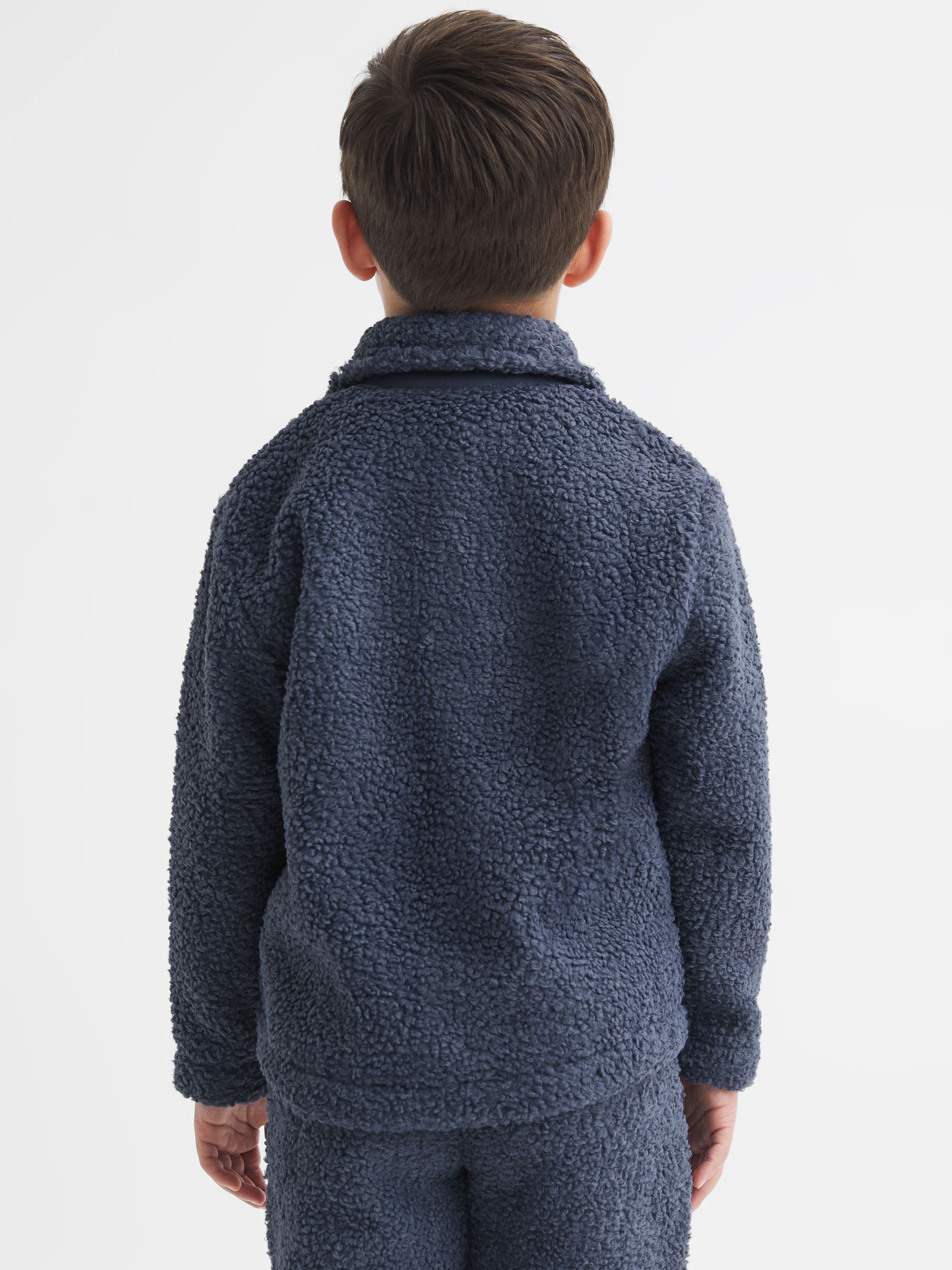 Senior Boucle Press Stud Overshirt in Blue - Image 5 of 6