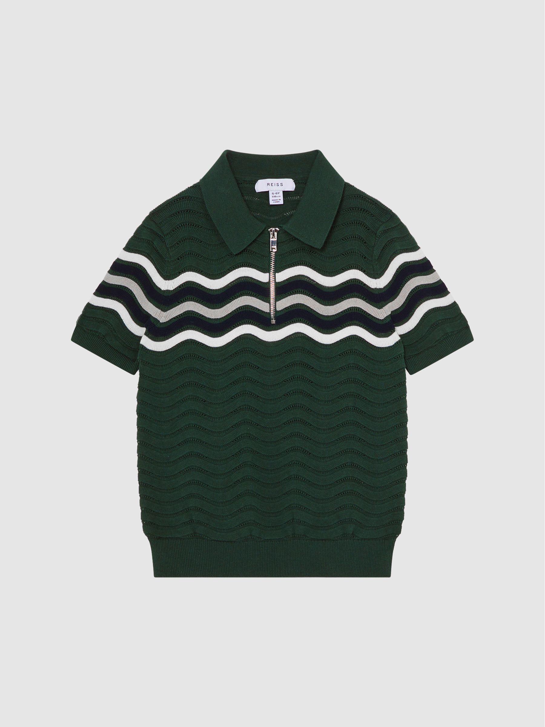 Junior Half-Zip Textured T-Shirt in Emerald - Image 2 of 6