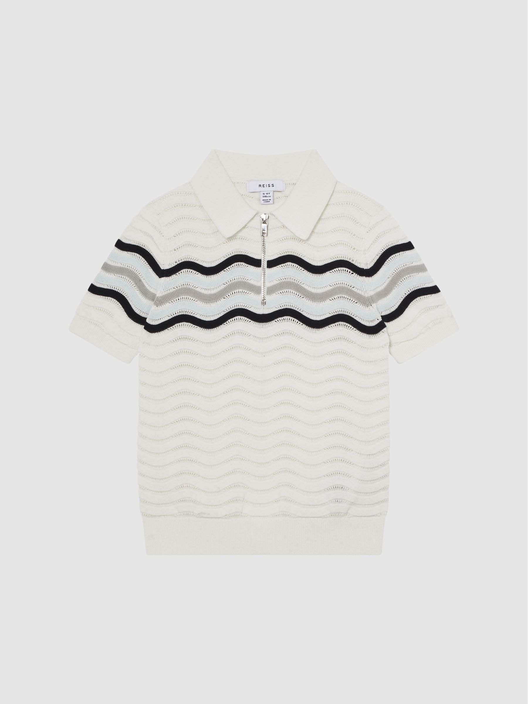 Junior Half-Zip Textured T-Shirt in Optic White - Image 2 of 6