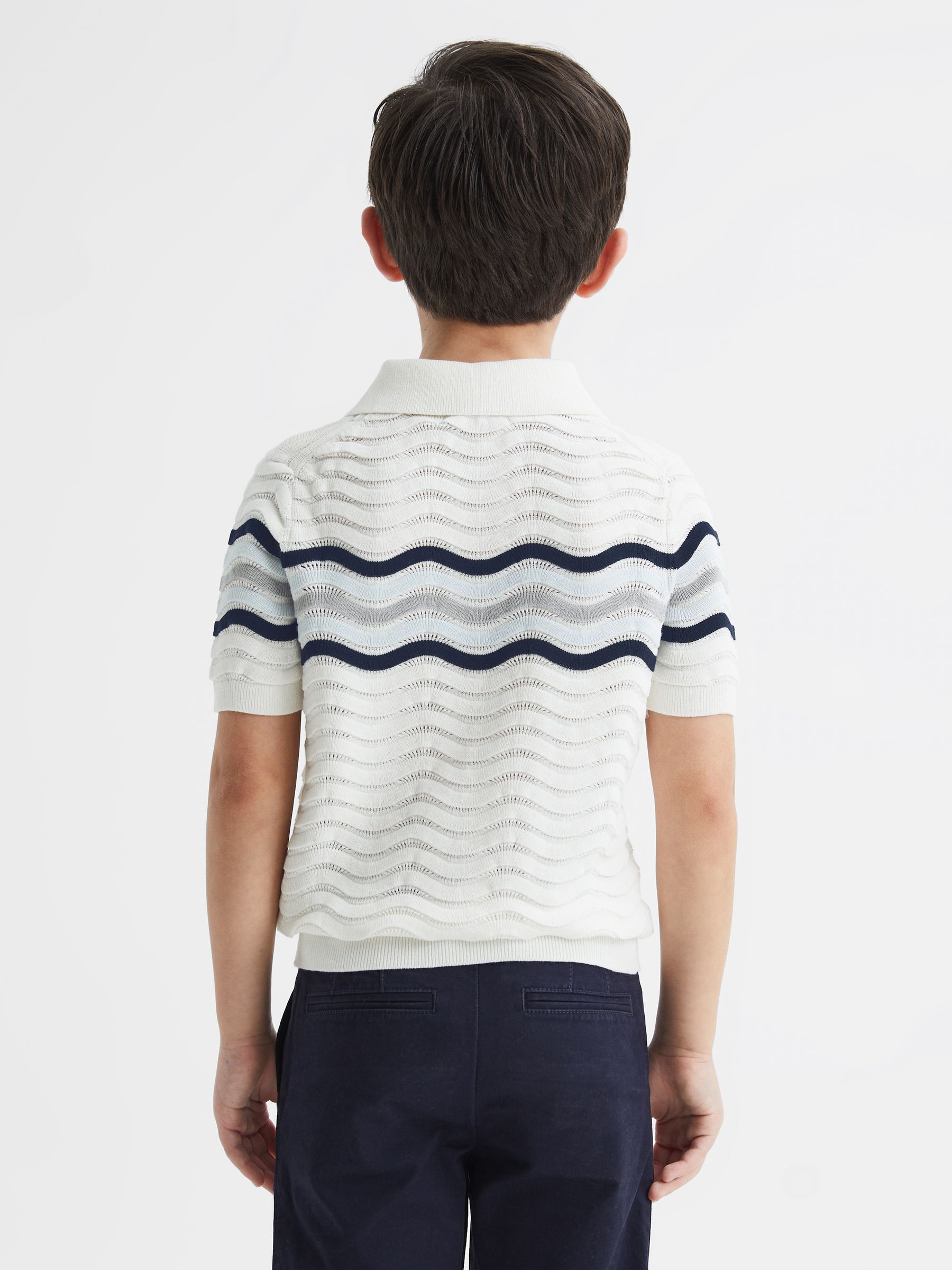 Junior Half-Zip Textured T-Shirt in Optic White - Image 5 of 6