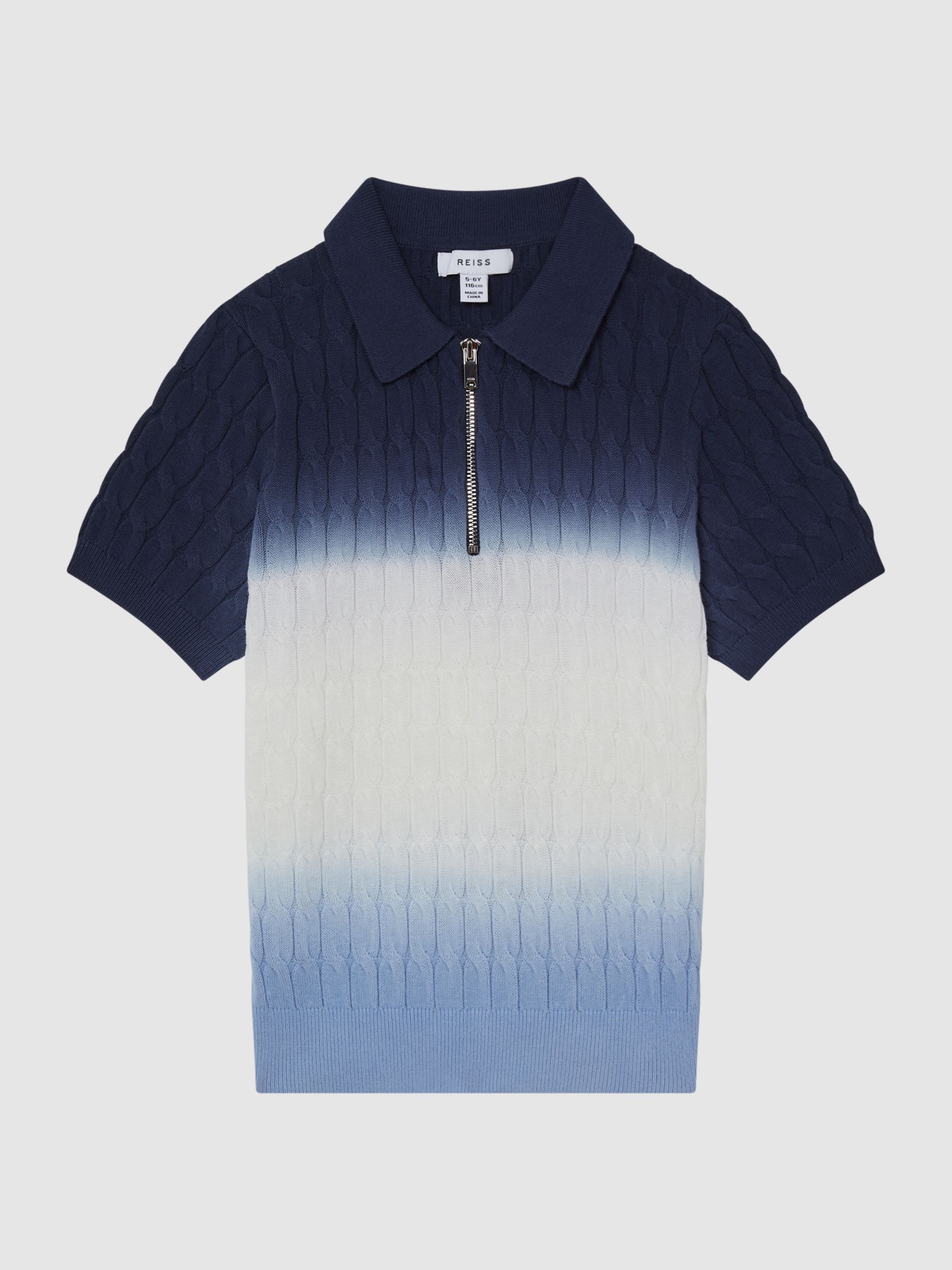 Junior Ombre Half Zip Polo T-Shirt in Blue - Image 2 of 5
