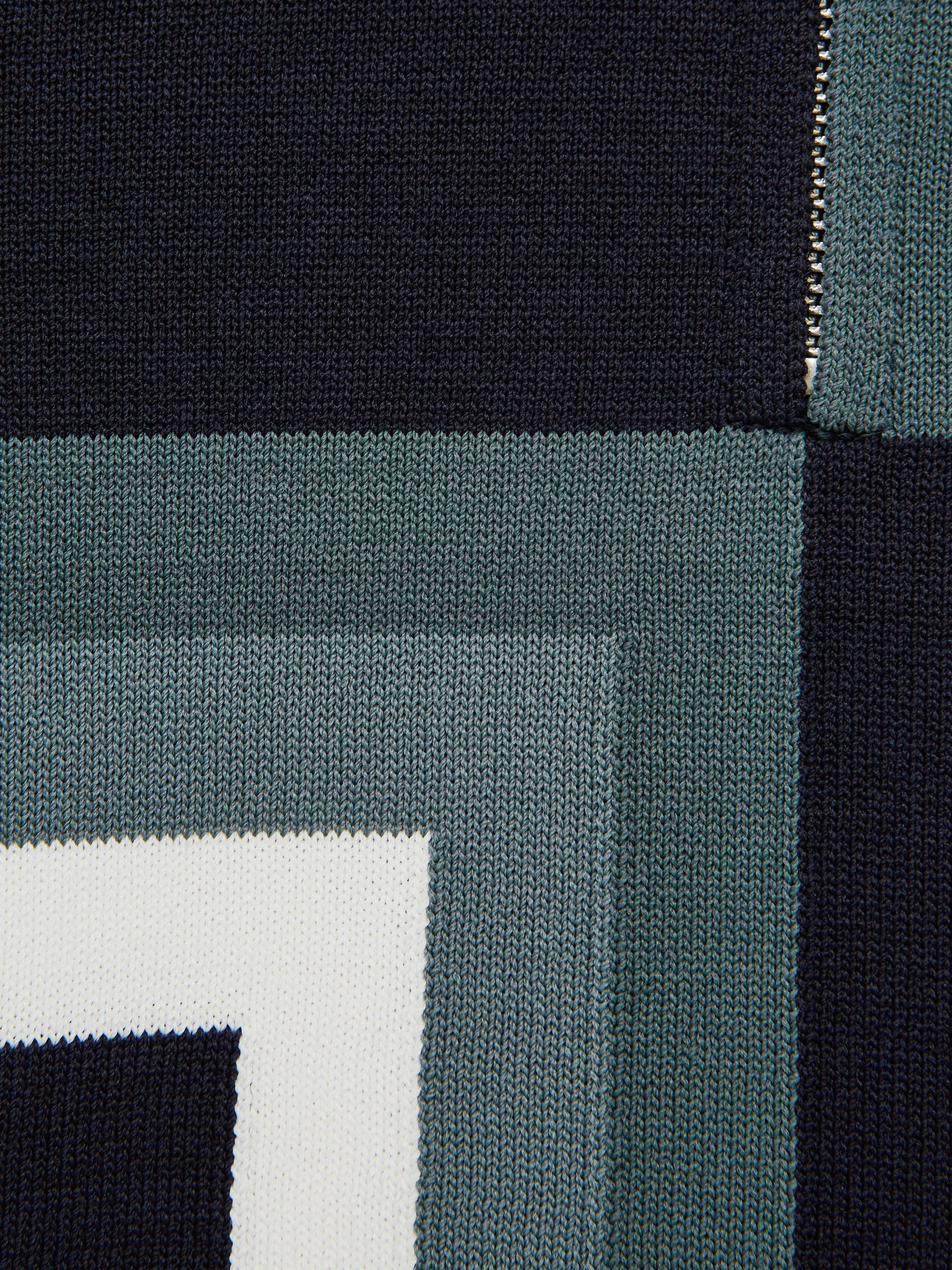 Slim Fit Short Sleeve Half Zip Polo Shirt in Navy - Image 6 of 6