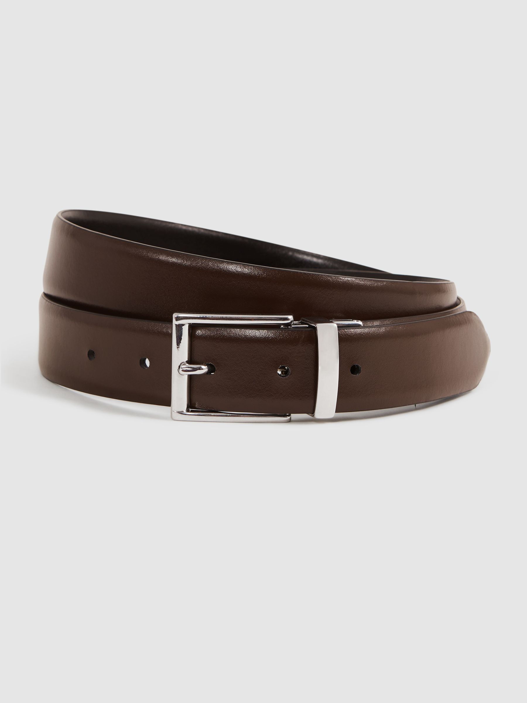 Reversible Leather Belt in Black/Dark Brown - Image 4 of 5