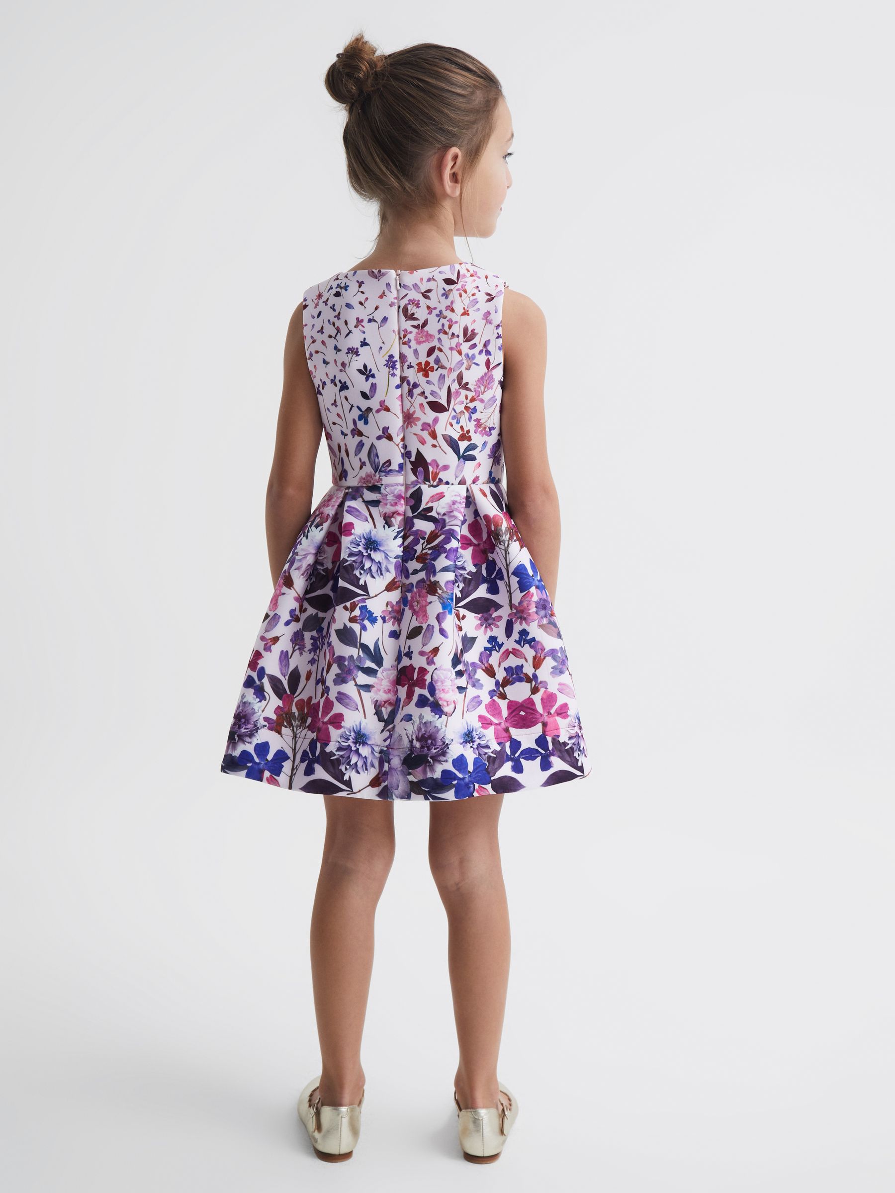 Junior Printed Scuba Cut-Out Dress in Lilac - Image 5 of 6