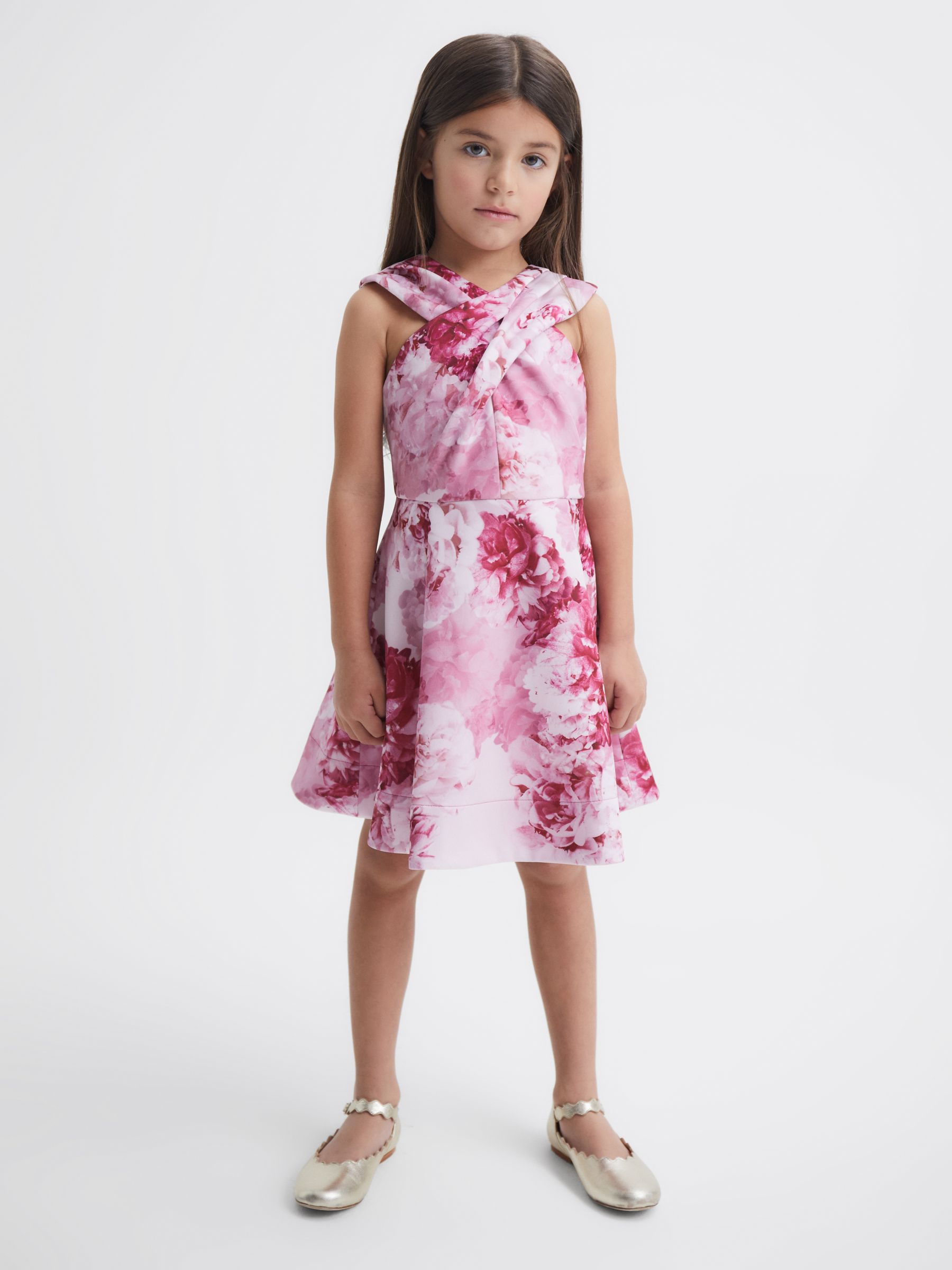 9-12 yrs Floral Printed Dress in Pink - Image 3 of 6