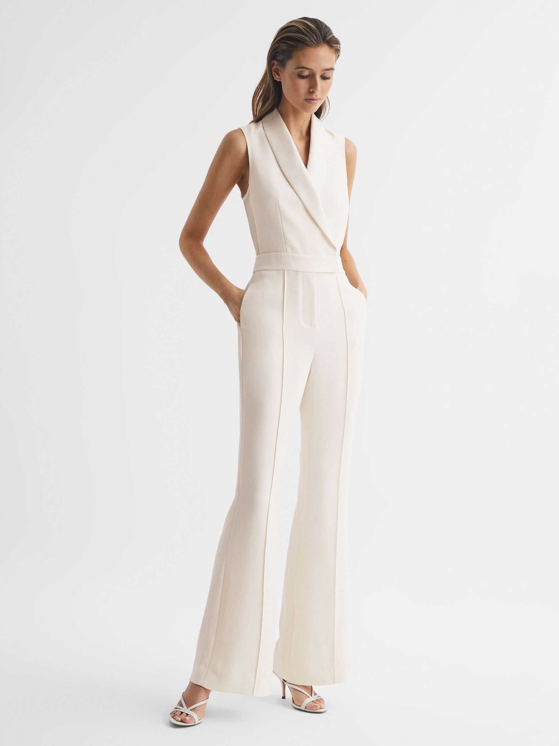 Tuxedo Jumpsuit in Ivory - Image 1 of 7 Tuxedo Jumpsuit in Ivory - Image 1 of 7