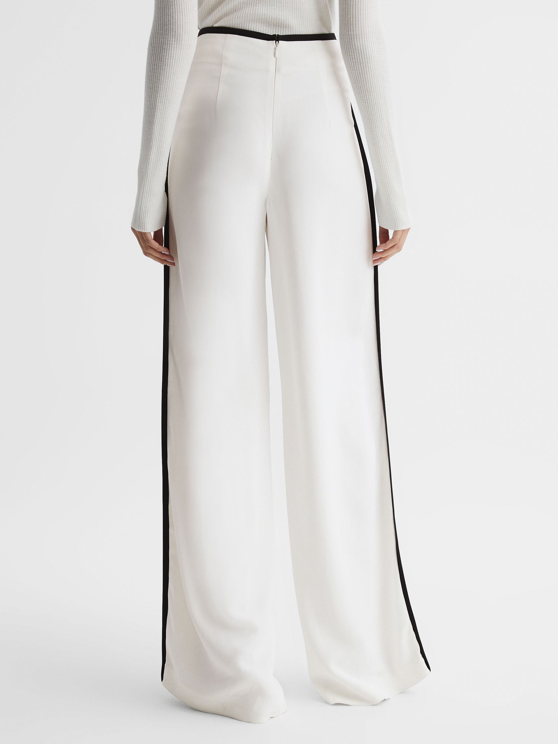 High Rise Wide Leg Trousers in Cream - Image 5 of 7