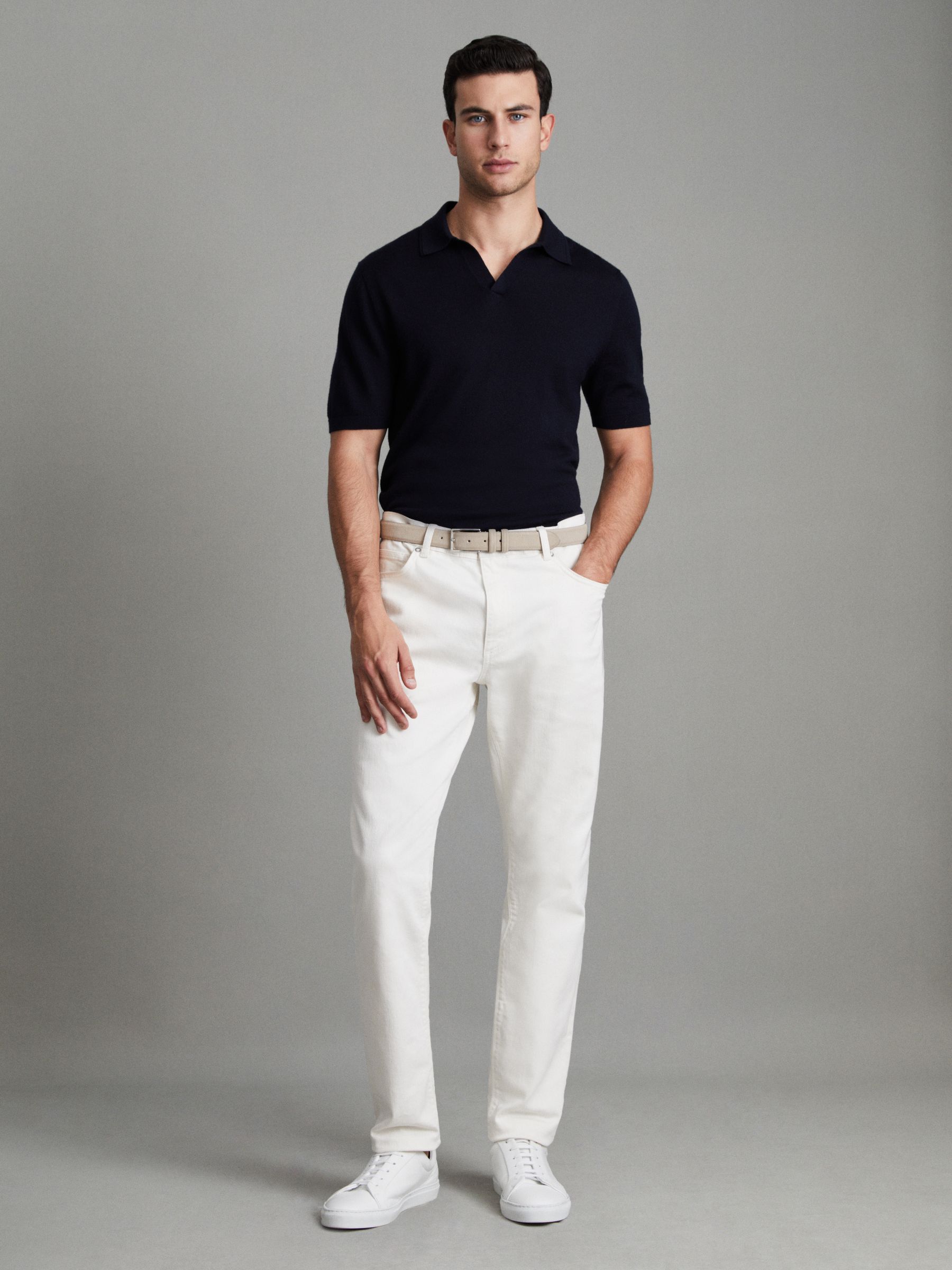 Tapered Slim Fit Jeans in Ecru - Image 3 of 7