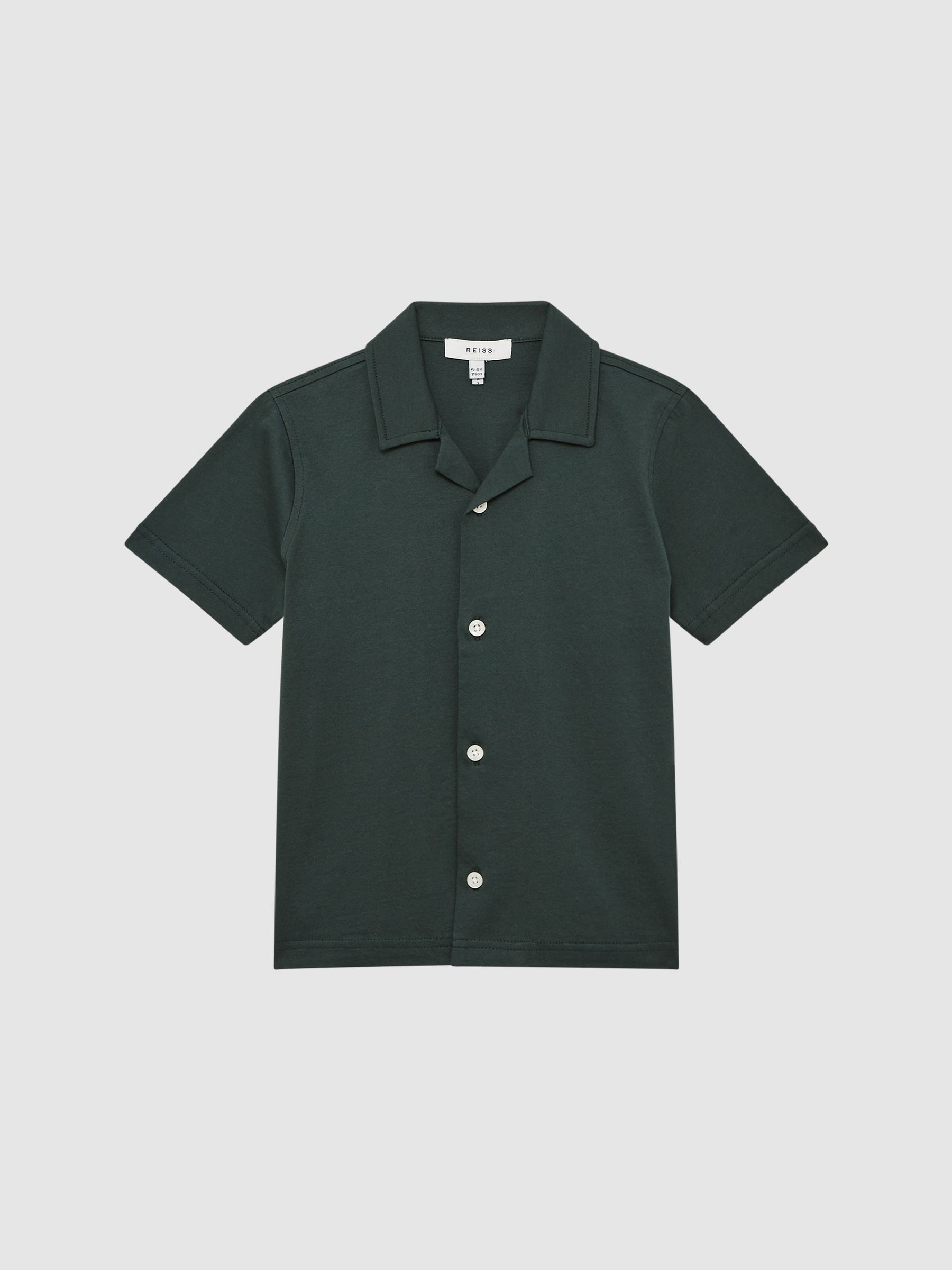 Cotton Jersey Buttoned Shirt in Pine Green - Image 2 of 7